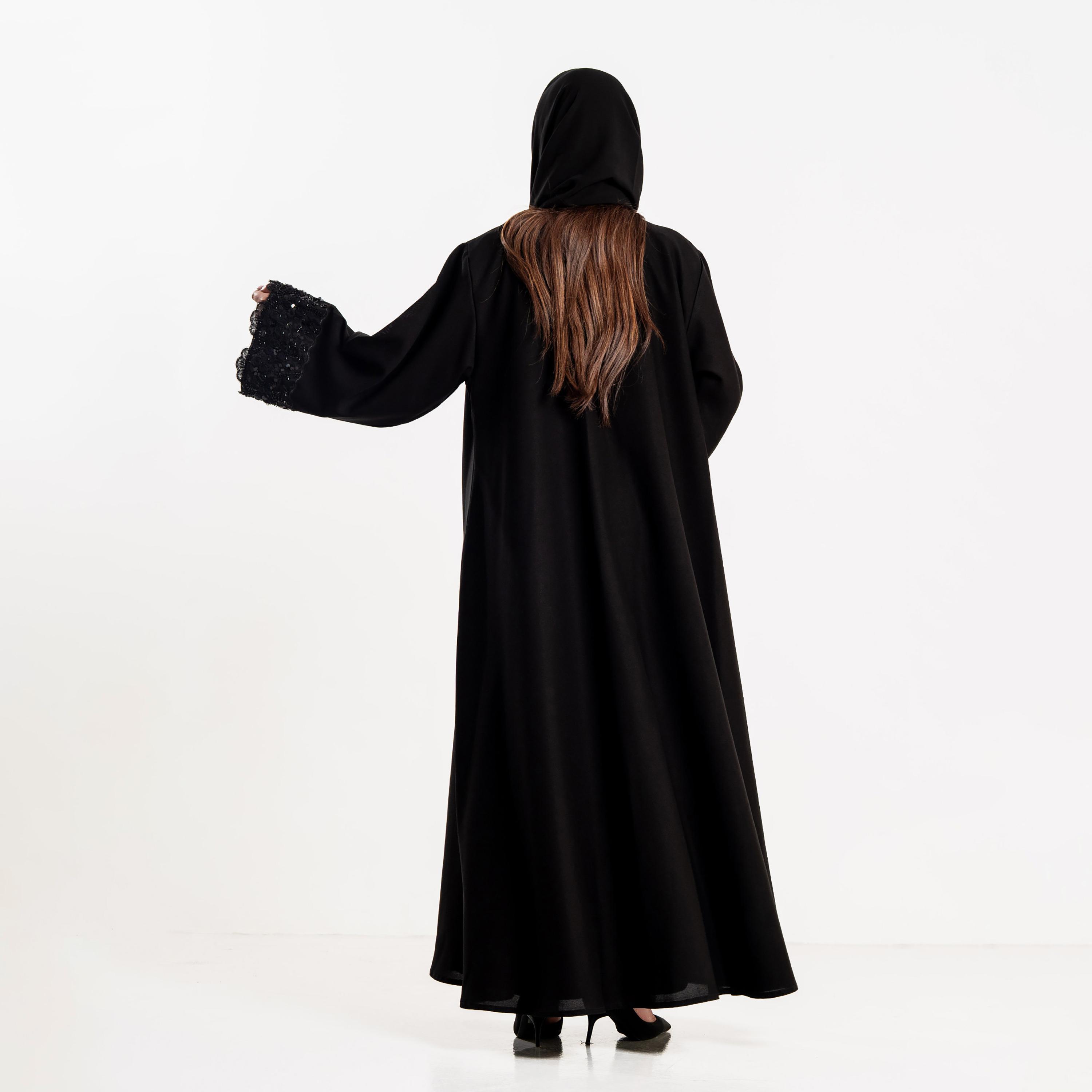 Zahiyh Embroidered Cuff Wide Sleeves Women's Abaya with Hijab-women-arabicclothing-abayas-image-4