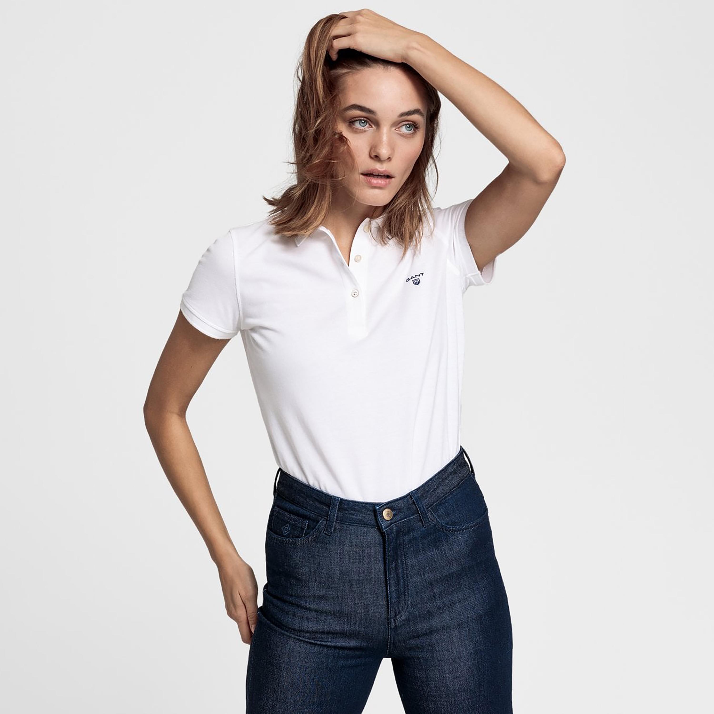 Gant Logo Detail Collared Short Sleeves Polo T-Shirt-women-clothing-tshirts-image-1