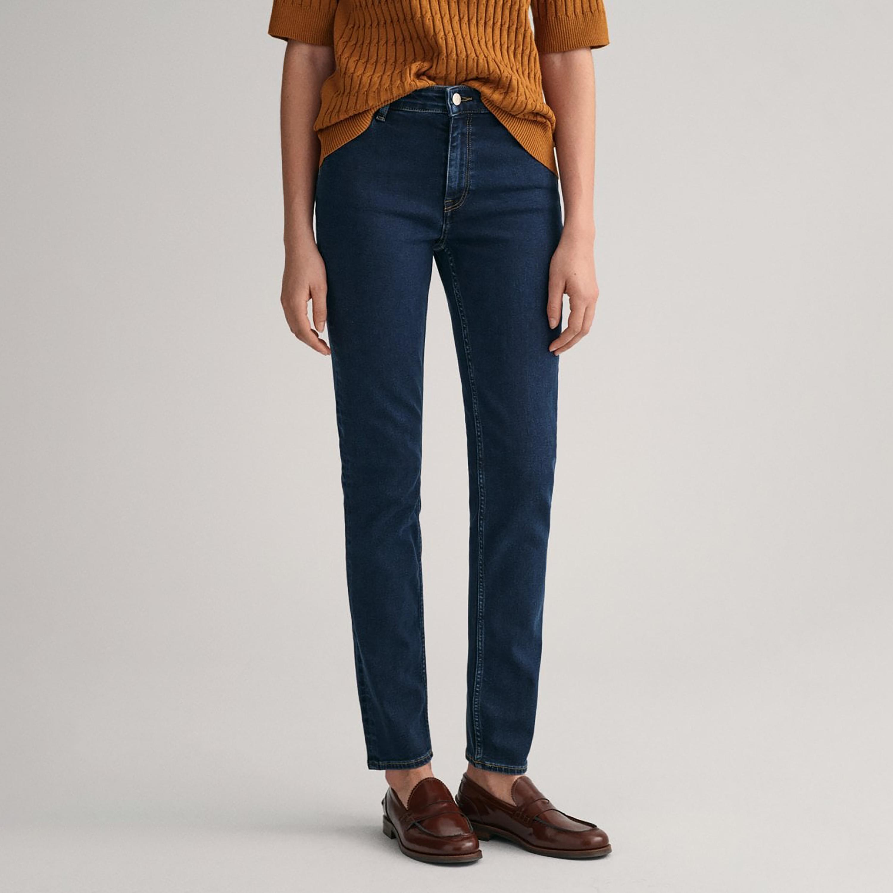 بنطال جينز من جانت سكيني صالح متوسط الارتفاع مع 5 جيوب-women-clothing-bottoms-jeans-image-1