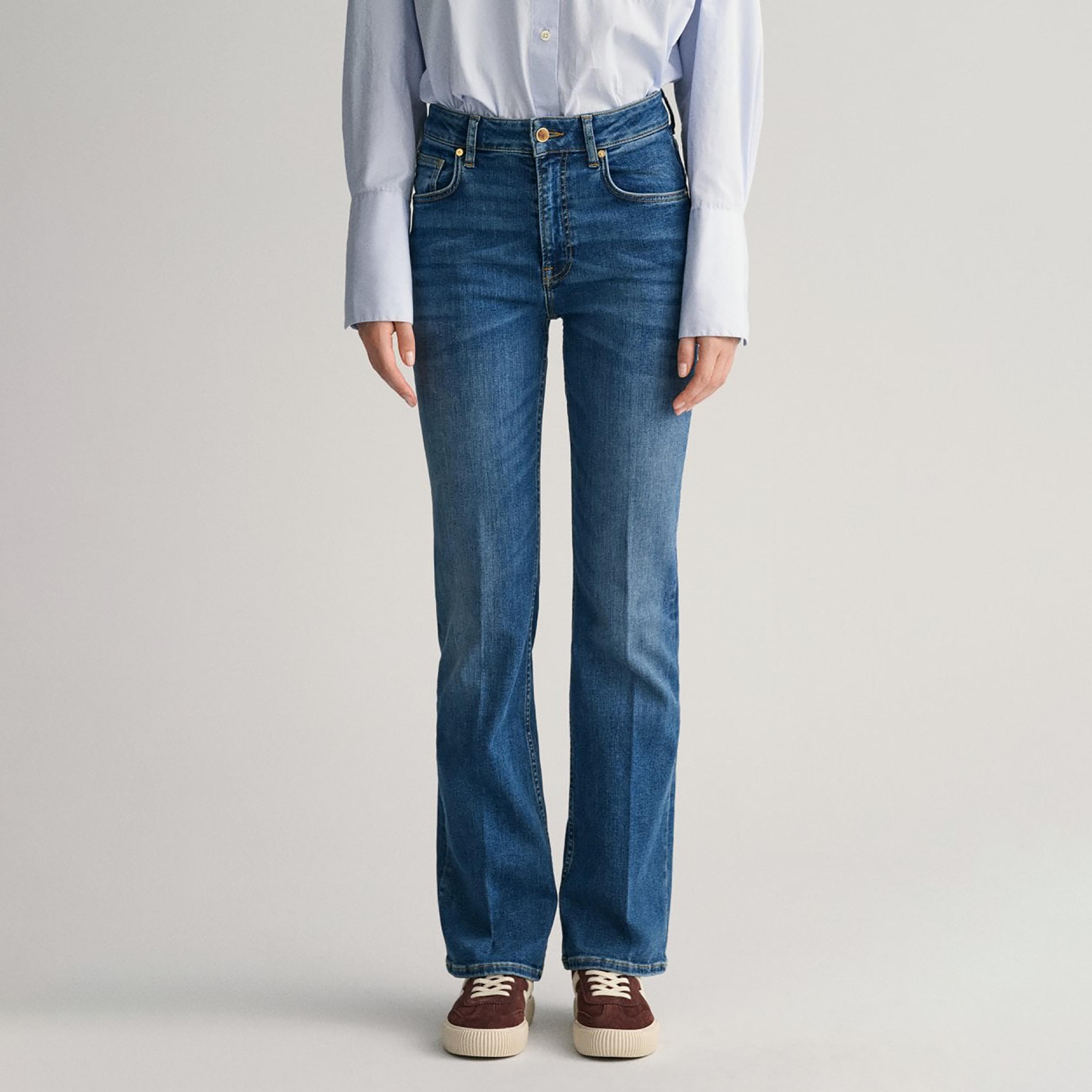 بنطال جينز من جانت سكيني صالح متوسط الارتفاع مع 5 جيوب-women-clothing-bottoms-jeans-image-1