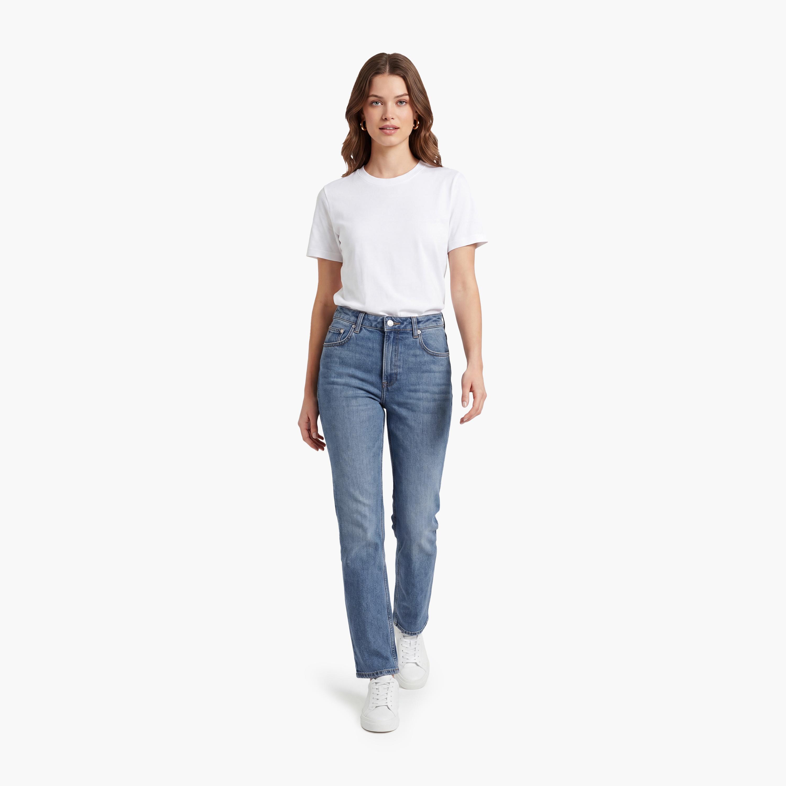Gant Regular Fit Washed 5 Pocket Mid Rise Women's Cropped Jeans-women-clothing-bottoms-jeans-image-2