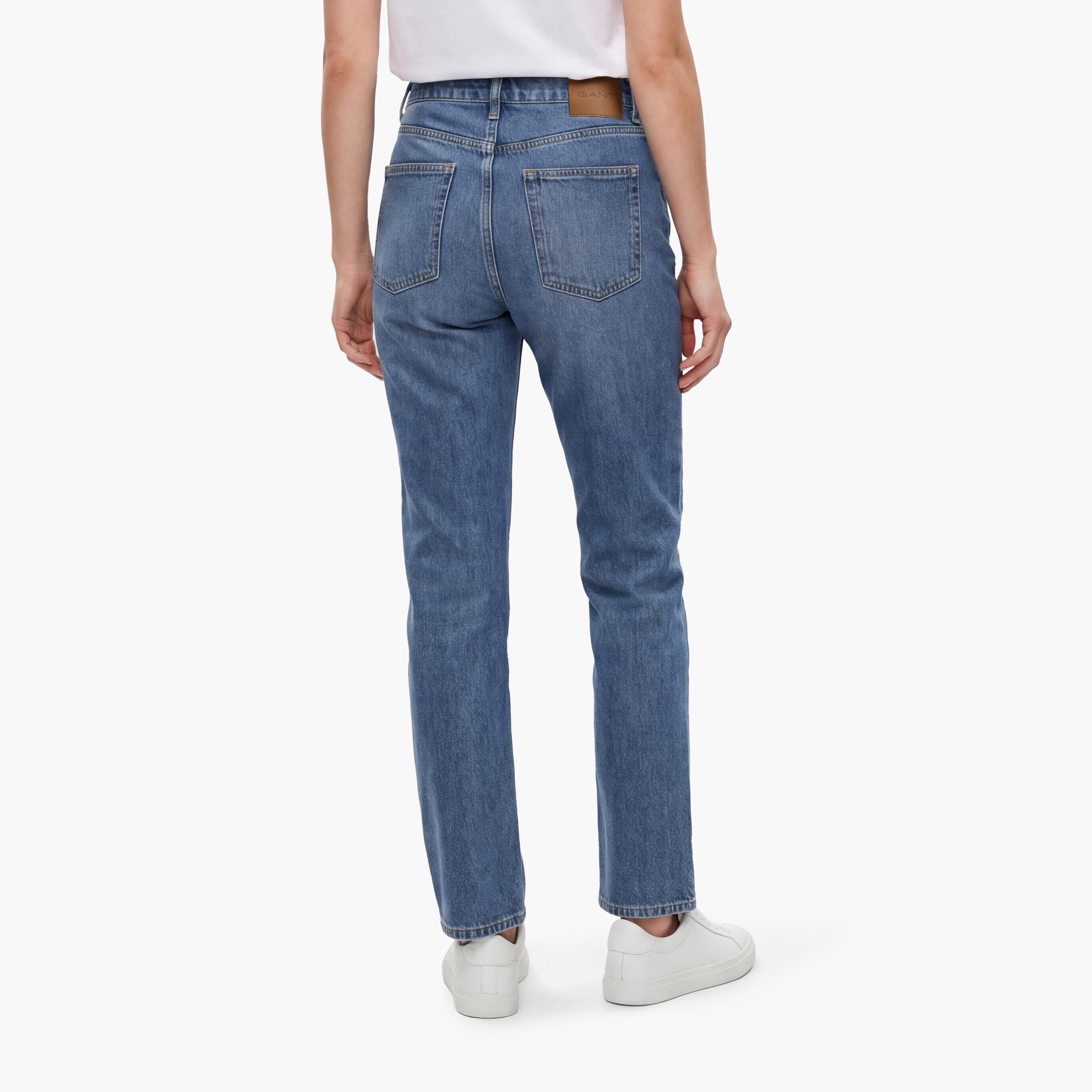Gant Regular Fit Washed 5 Pocket Mid Rise Women's Cropped Jeans-women-clothing-bottoms-jeans-image-4