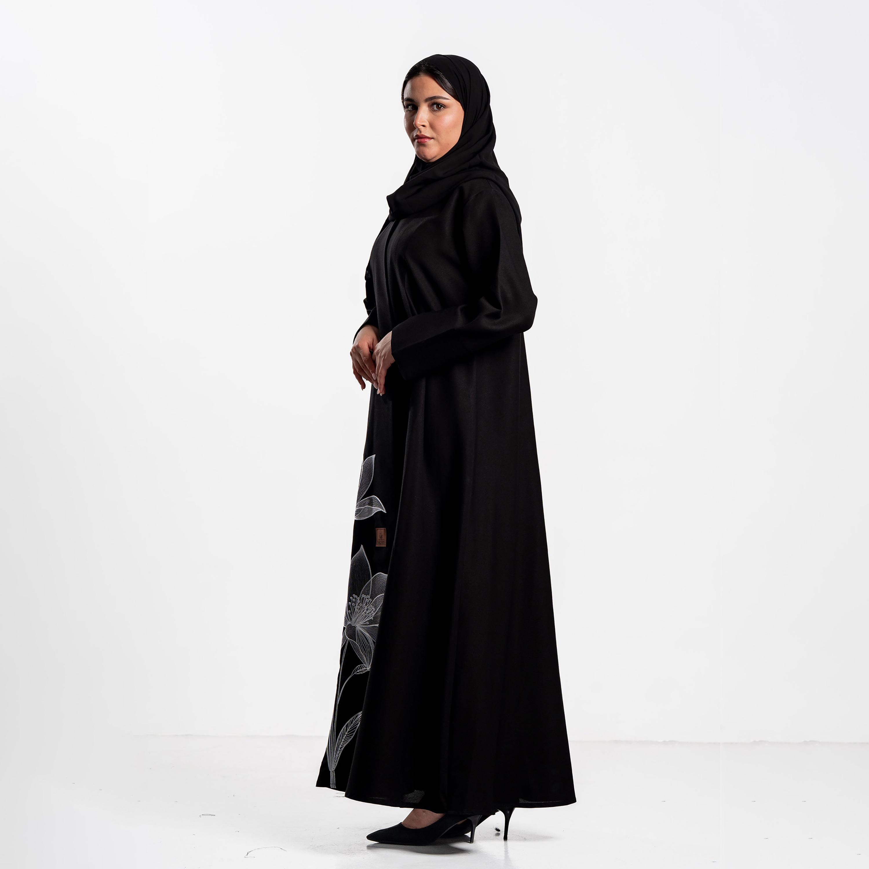Zahiyh Floral Embroidered Women's Abaya with Hijab-women-arabicclothing-abayas-image-3