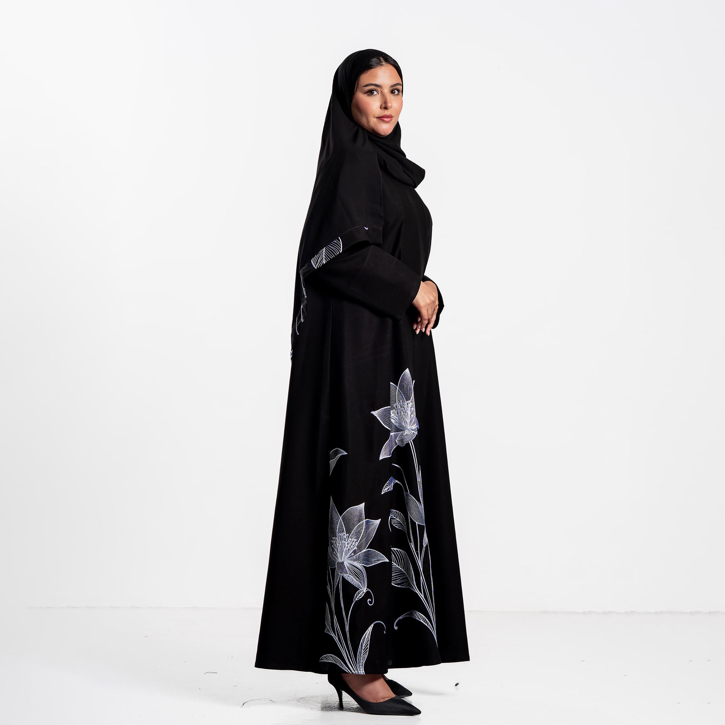 Zahiyh Floral Embroidered Women's Abaya with Hijab-women-arabicclothing-abayas-image-4