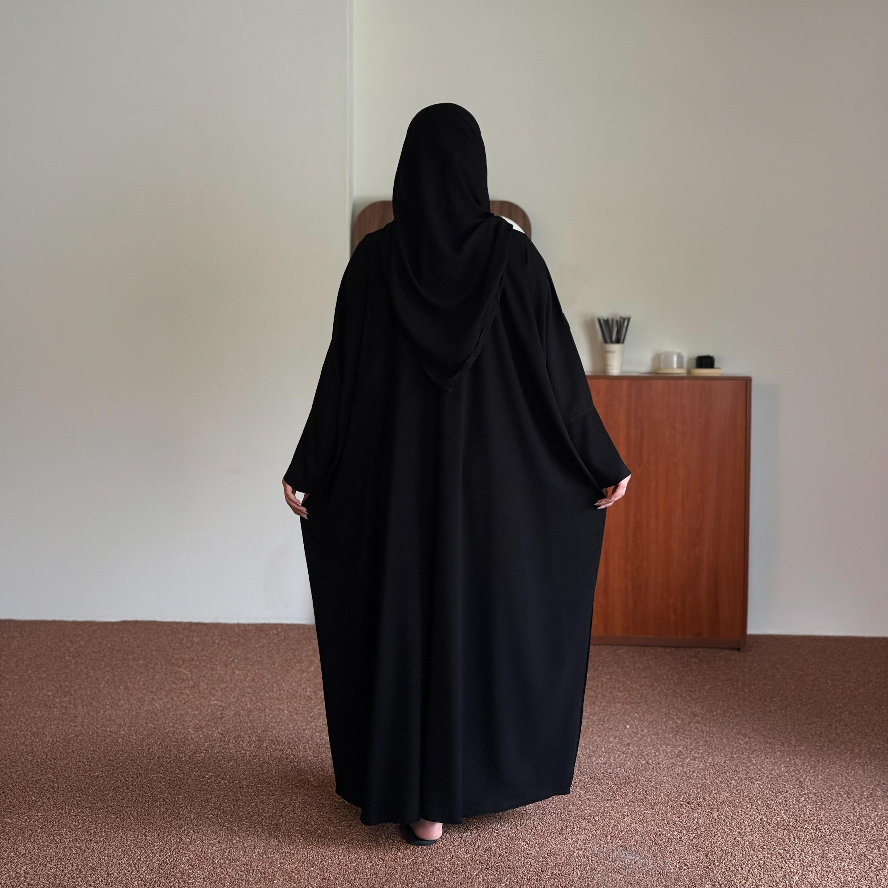 عباية زاهيه سوداء بأكمام عريضة مع حجاب-women-arabicclothing-prayerclothing-image-4
