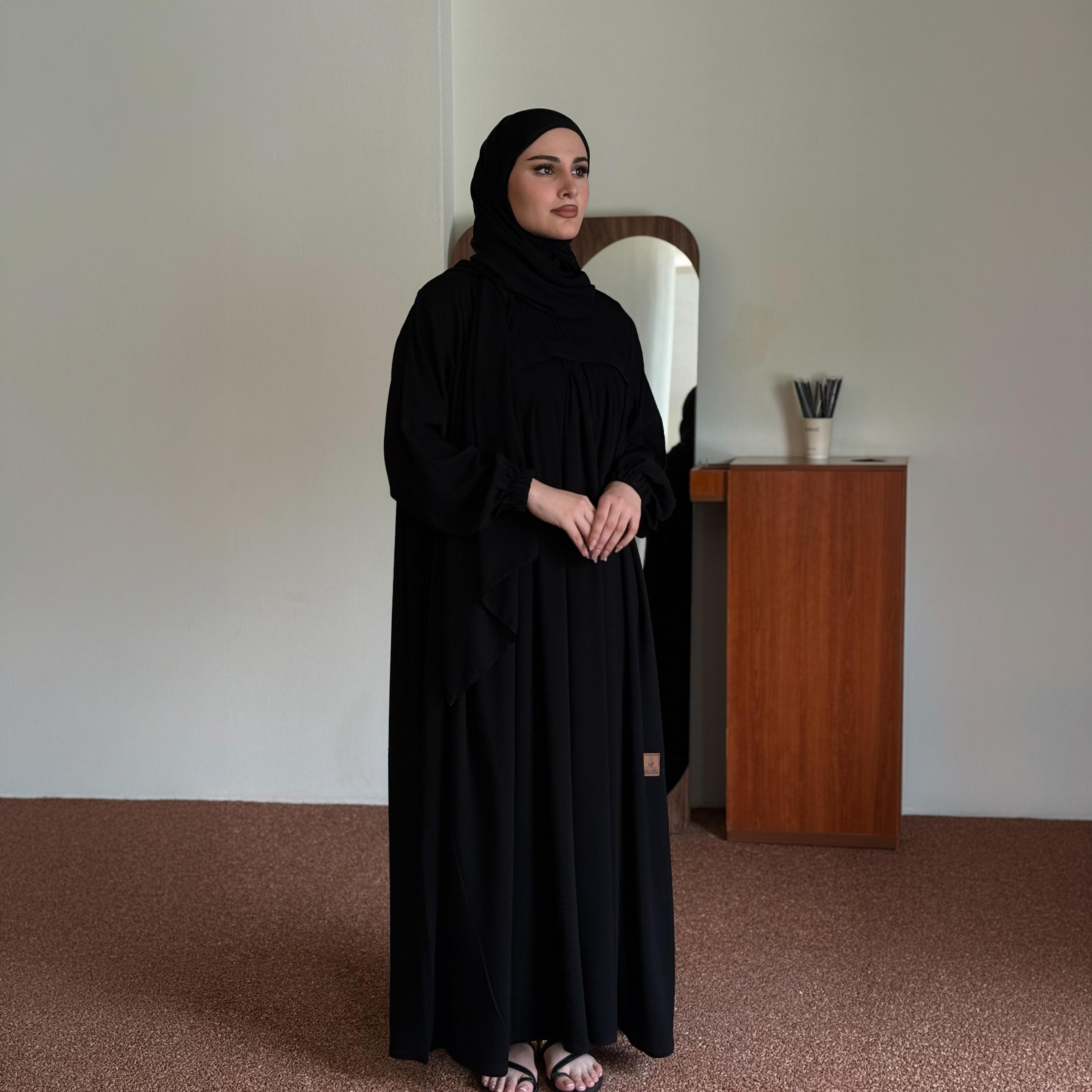 عباية زاهيه سوداء بأكمام عريضة مع حجاب-women-arabicclothing-prayerclothing-image-5