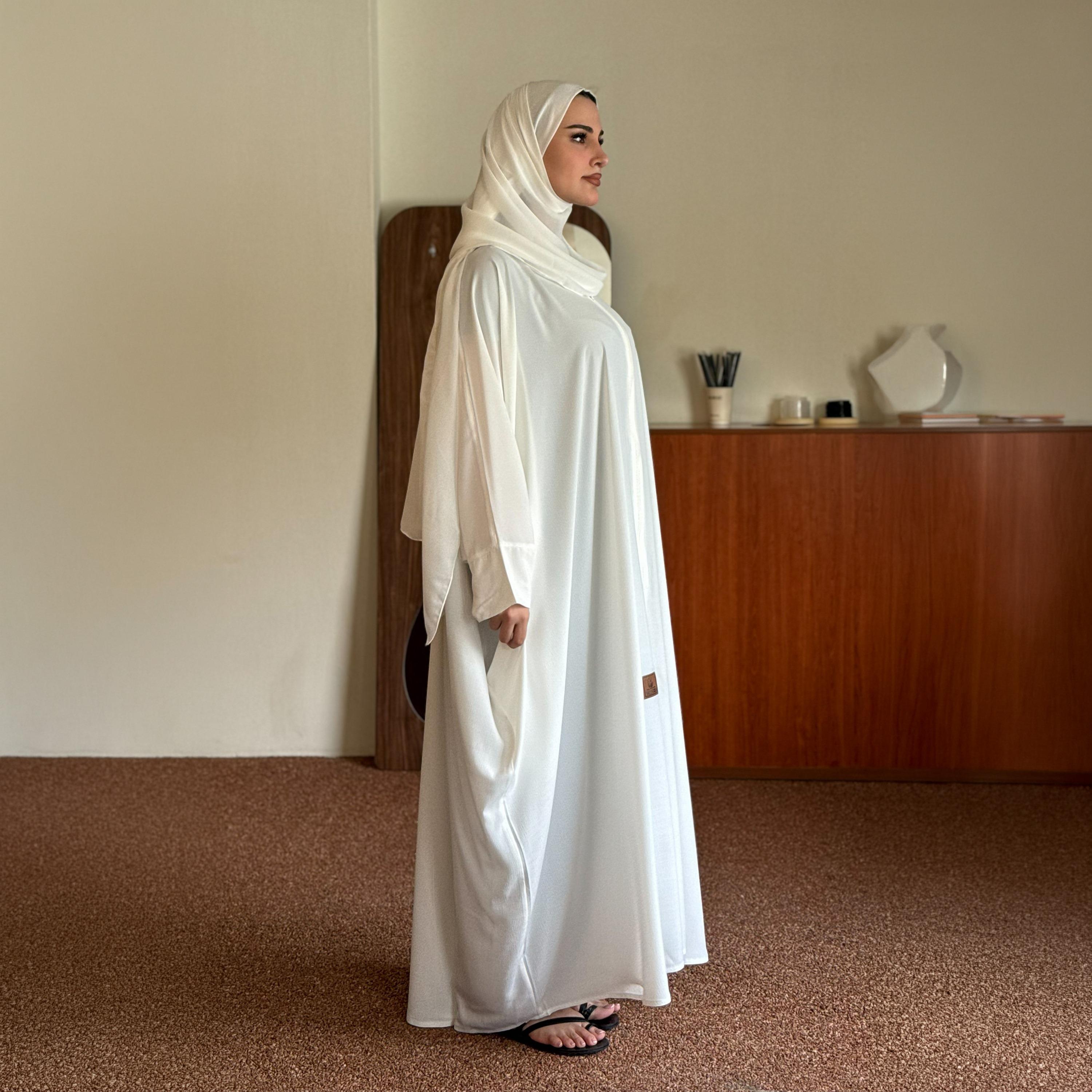 عباية زاهيه بيضاء بقصة فراشة مع حجاب-women-arabicclothing-prayerclothing-image-2