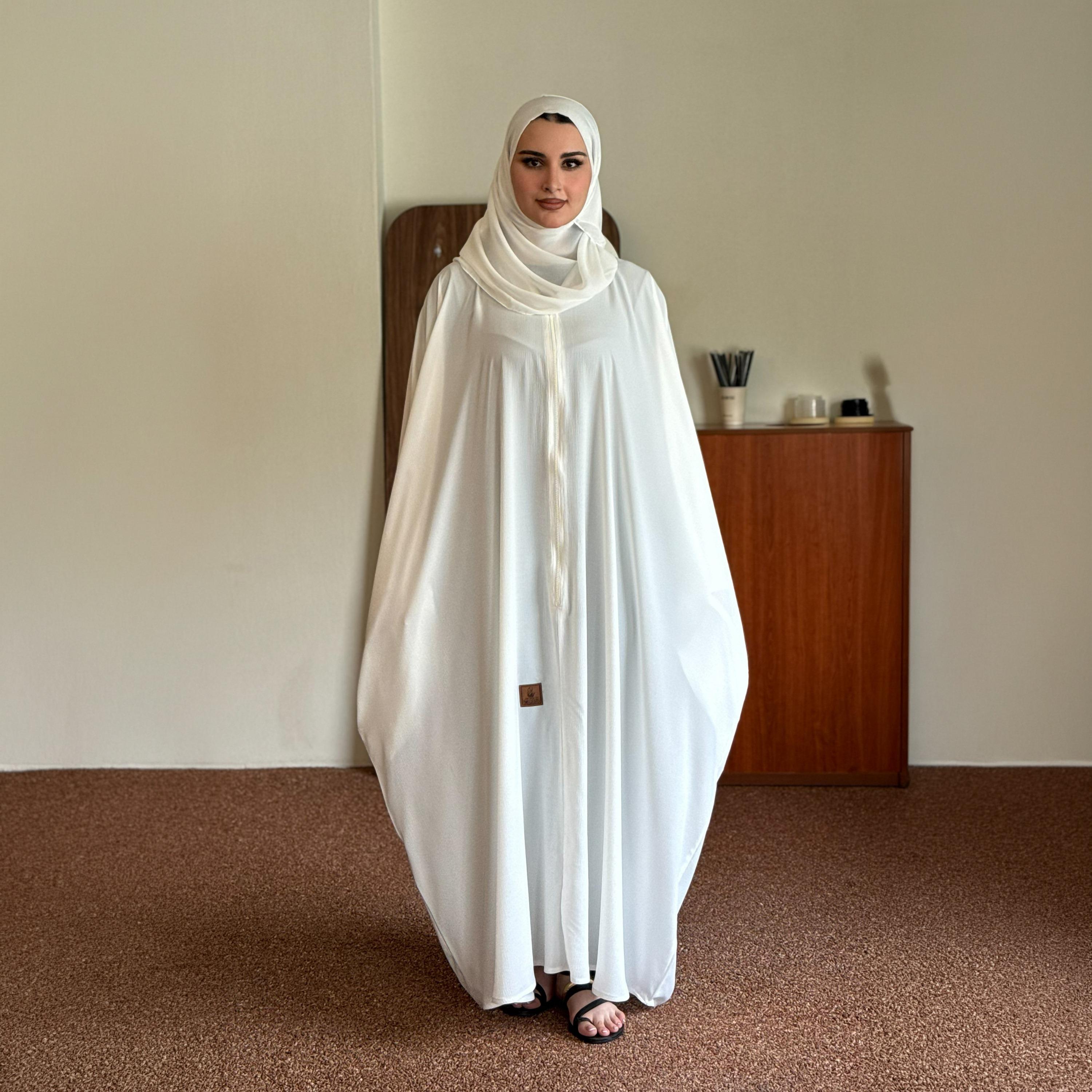 عباية زاهيه بيضاء بقصة فراشة مع حجاب-women-arabicclothing-prayerclothing-image-3