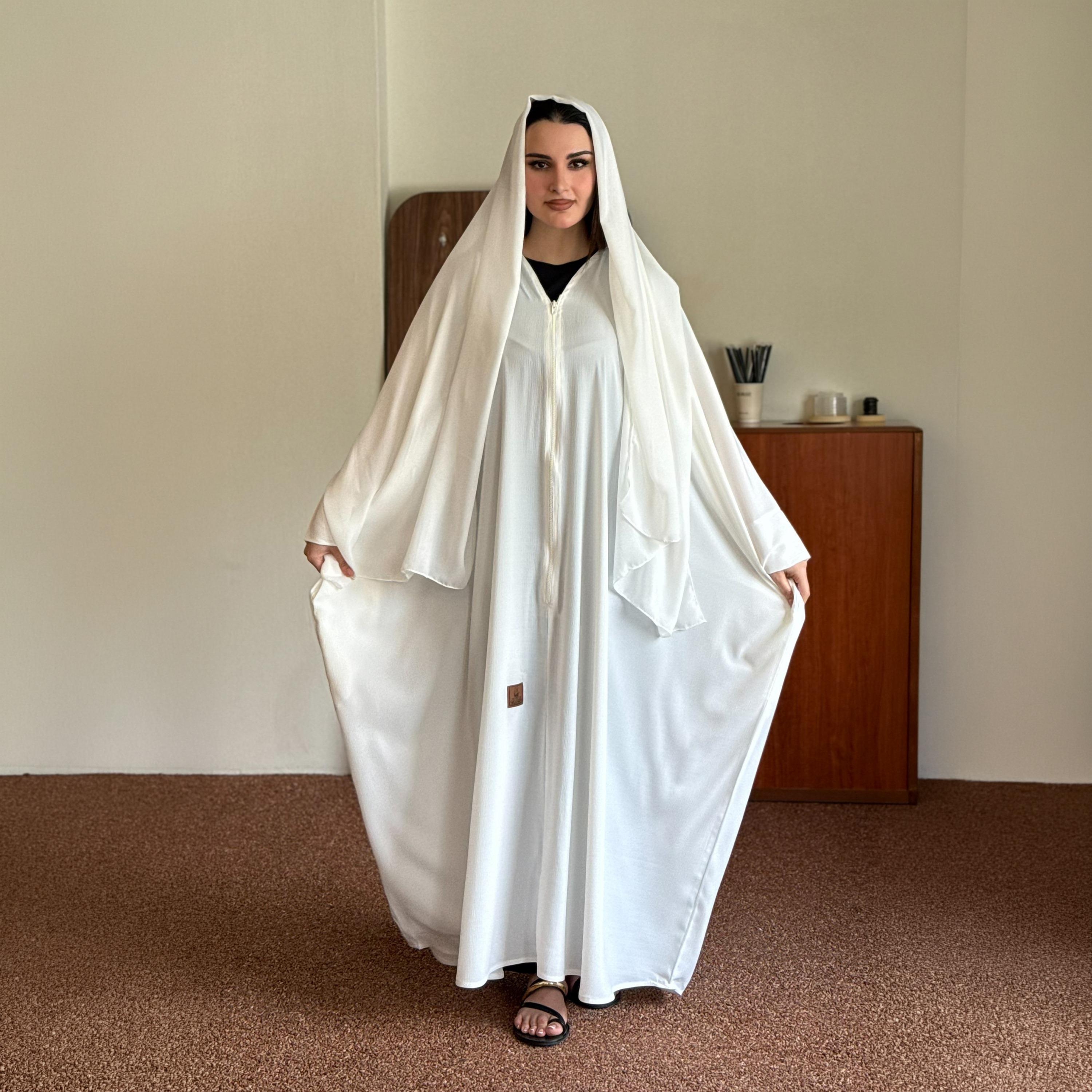 عباية زاهيه بيضاء بقصة فراشة مع حجاب-women-arabicclothing-prayerclothing-image-5