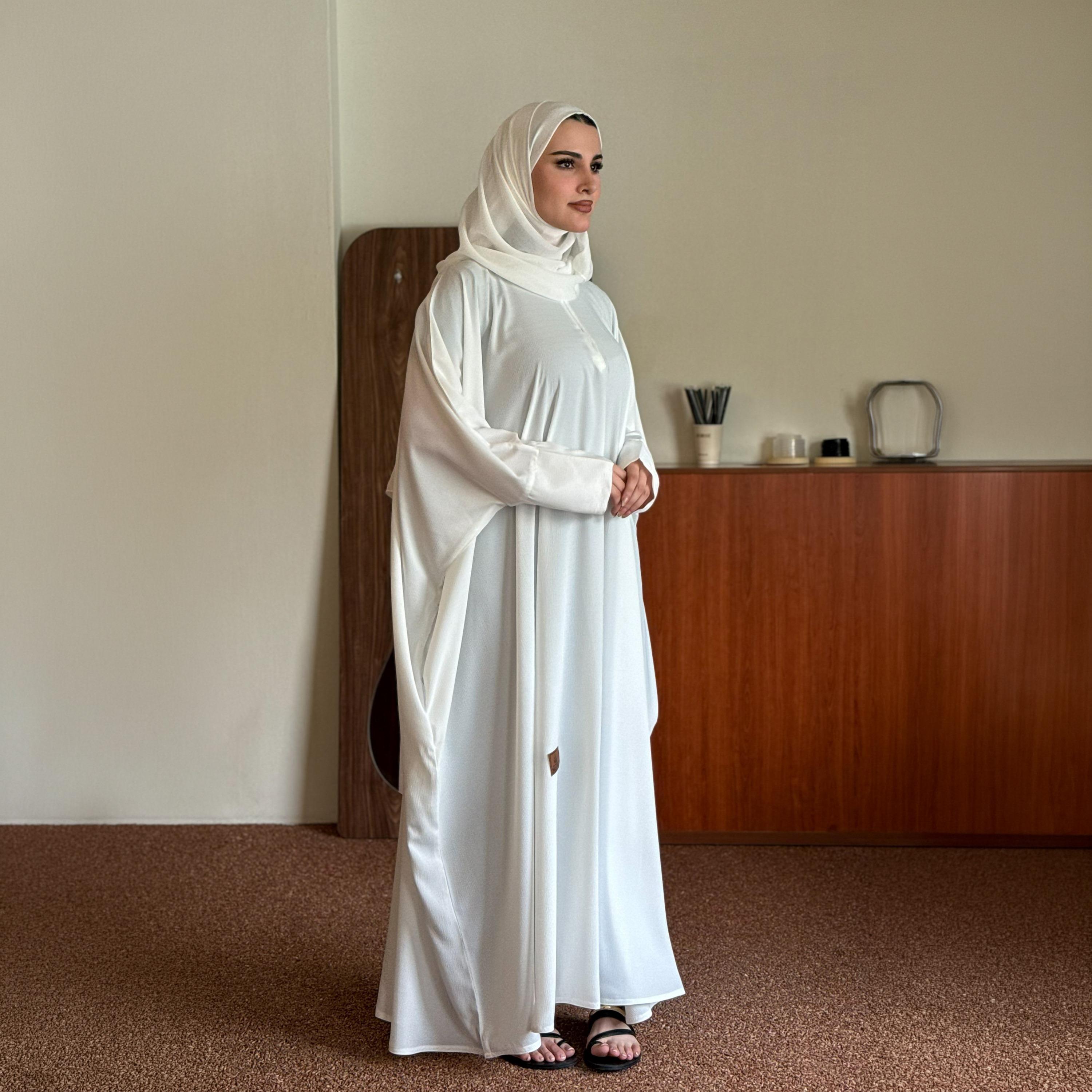 عباية زاهيه بيضاء بقصة فراشة مع حجاب-women-arabicclothing-prayerclothing-image-2