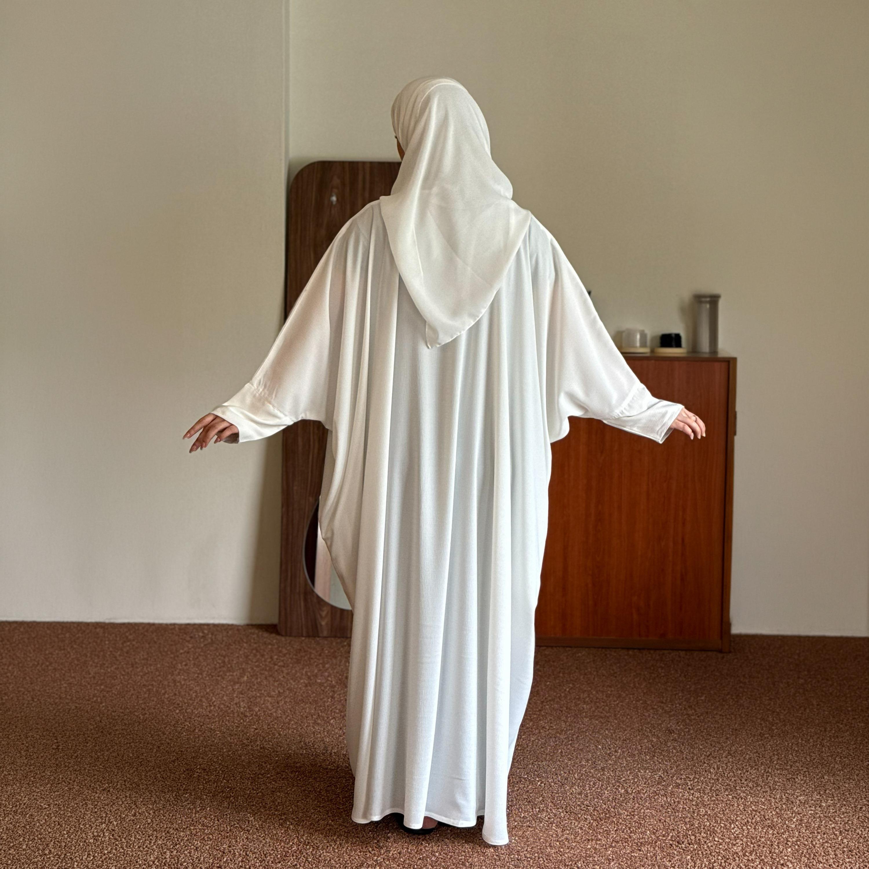 عباية زاهيه بيضاء بقصة فراشة مع حجاب-women-arabicclothing-prayerclothing-image-4
