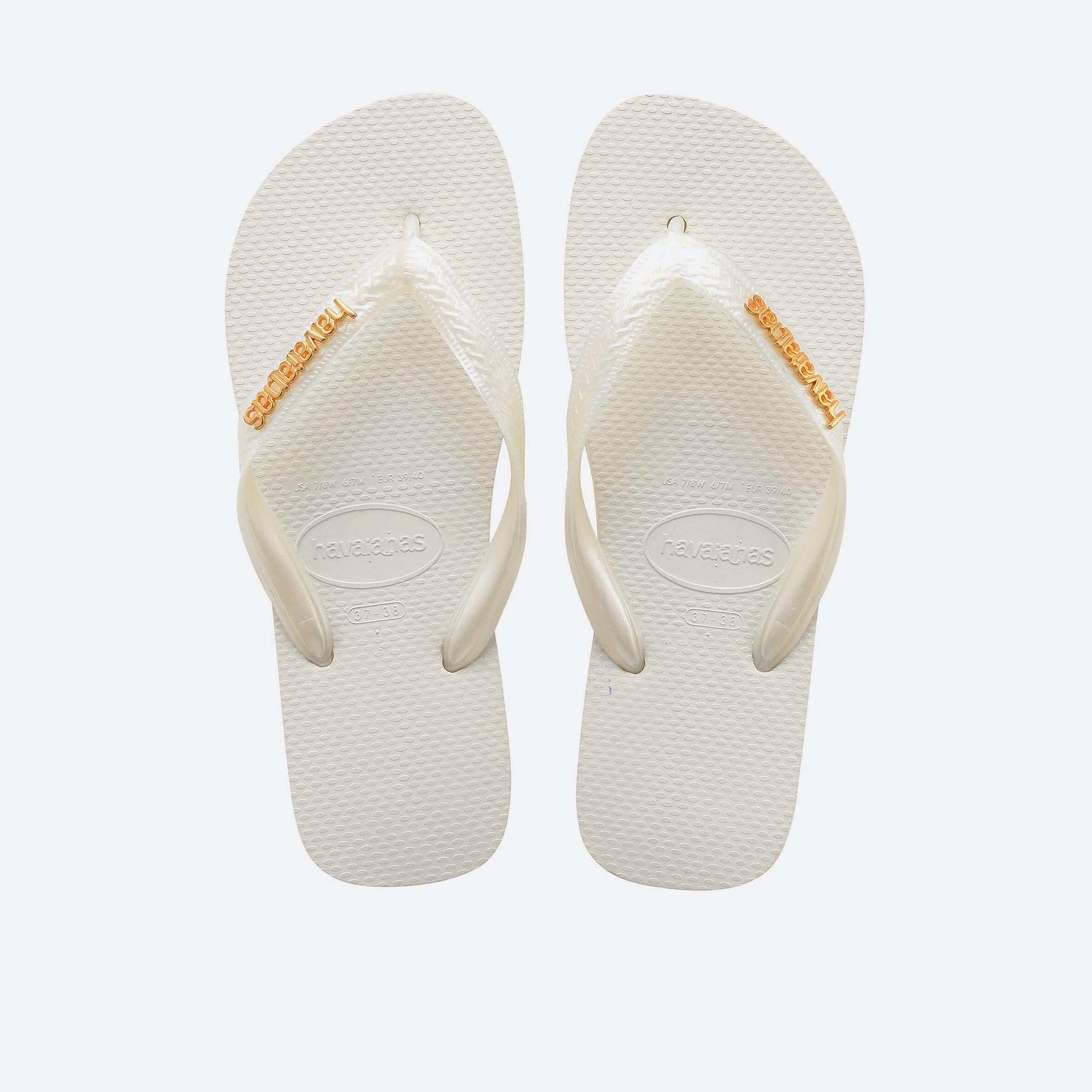 Havaianas Women's Slip-On Flat Top Logo Metallic Thong Slippers | 4127244-0001-women-shoes-flipflopsandslides-image-5