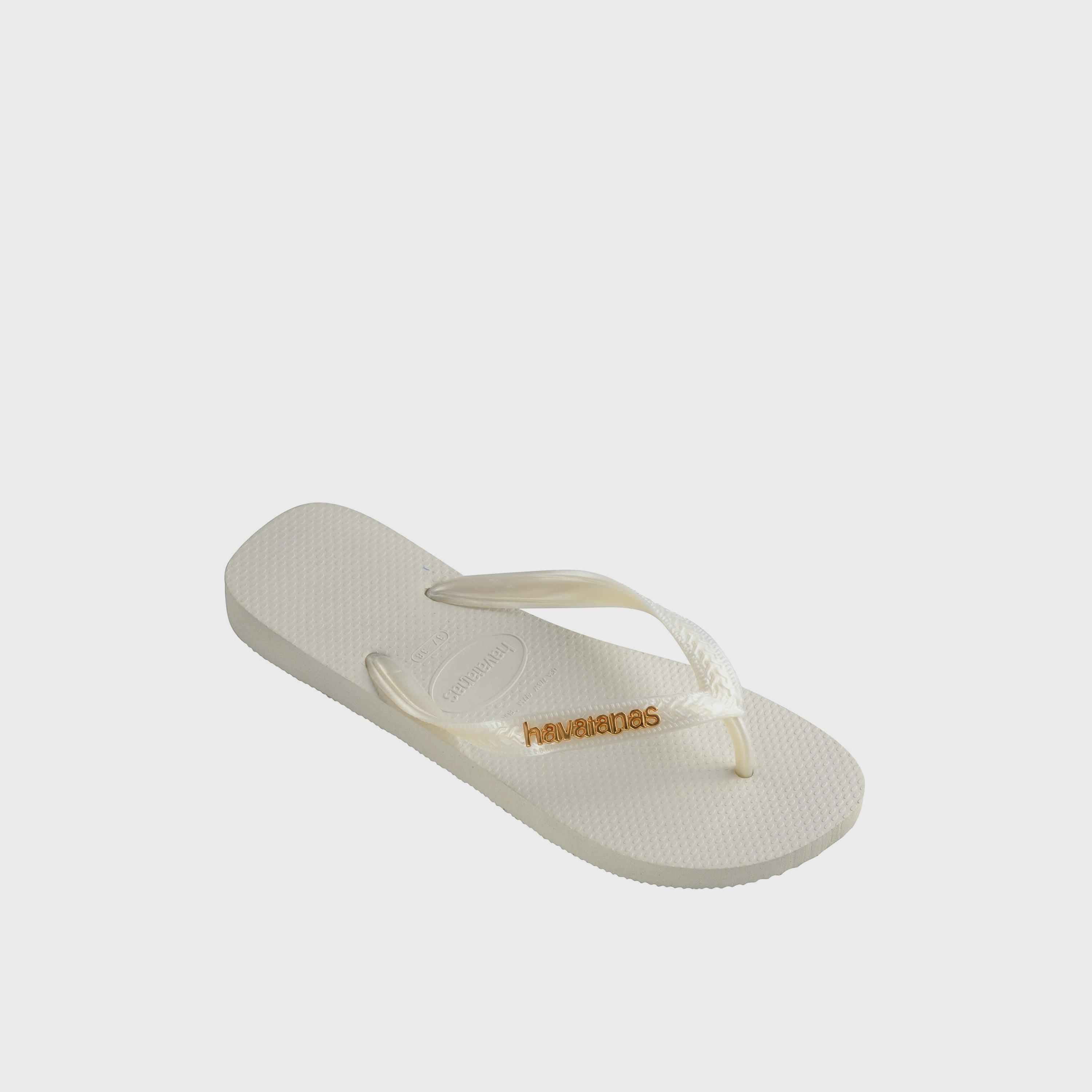 Havaianas Women's Slip-On Flat Top Logo Metallic Thong Slippers | 4127244-0001-women-shoes-flipflopsandslides-image-6