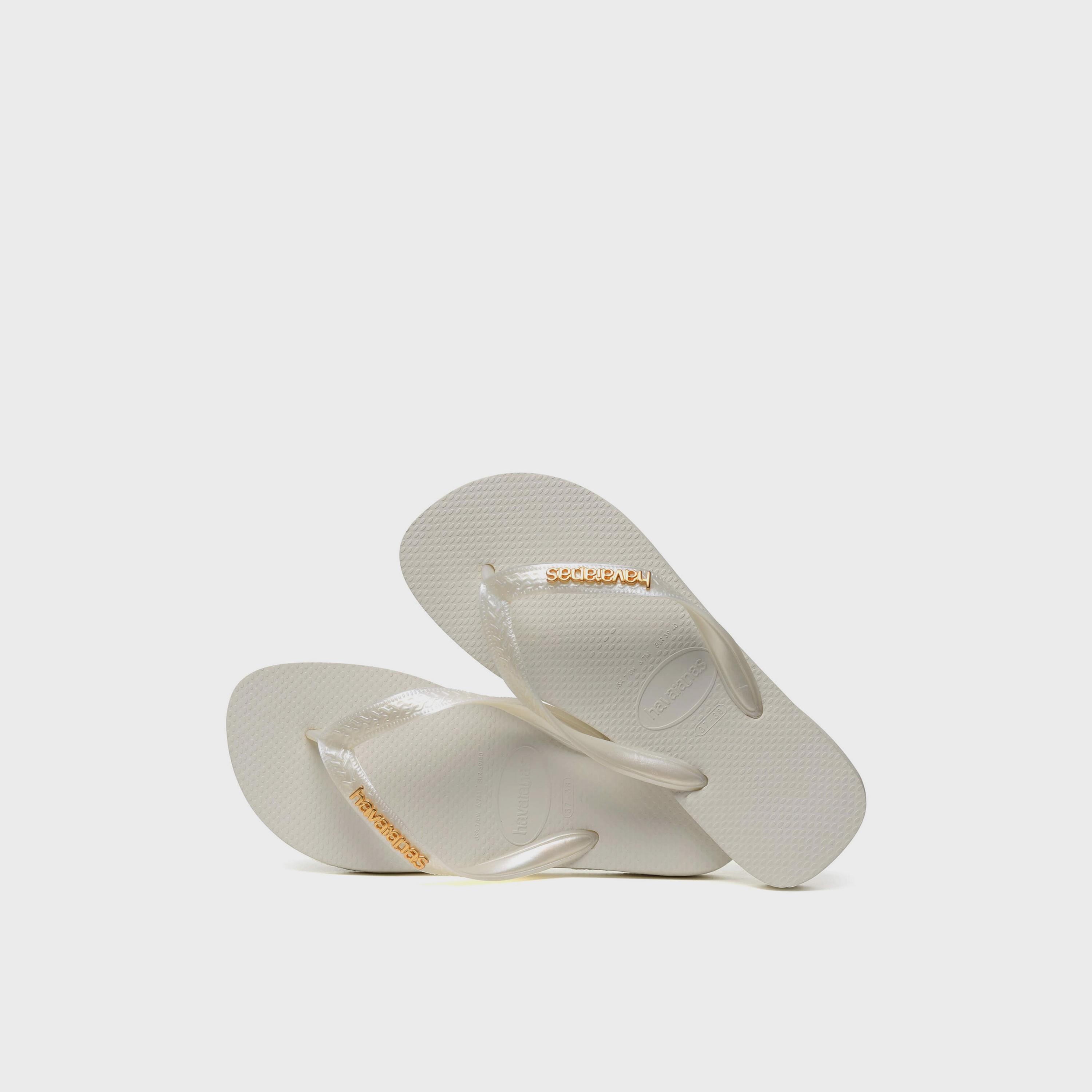 Havaianas Women's Slip-On Flat Top Logo Metallic Thong Slippers | 4127244-0001-women-shoes-flipflopsandslides-image-7
