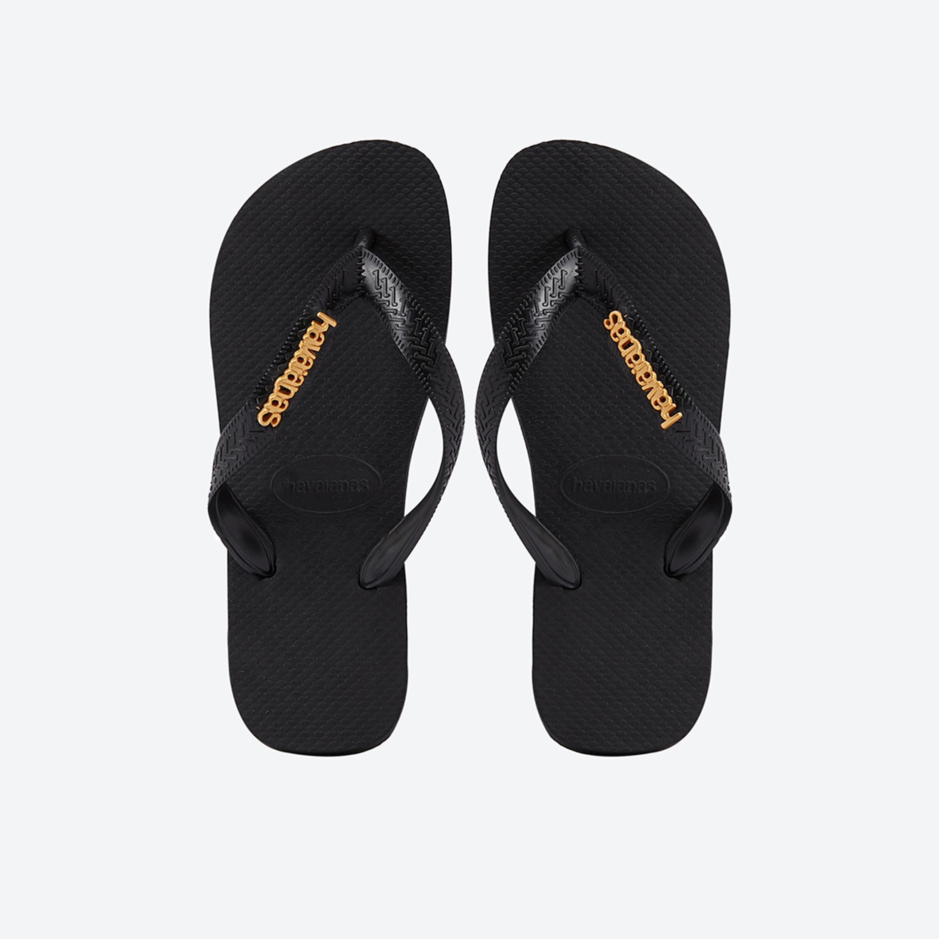 Havaianas Women's Slip-On Flat Top Logo Metallic Thong Slippers | 4127244-1069-women-shoes-flipflopsandslides-image-1