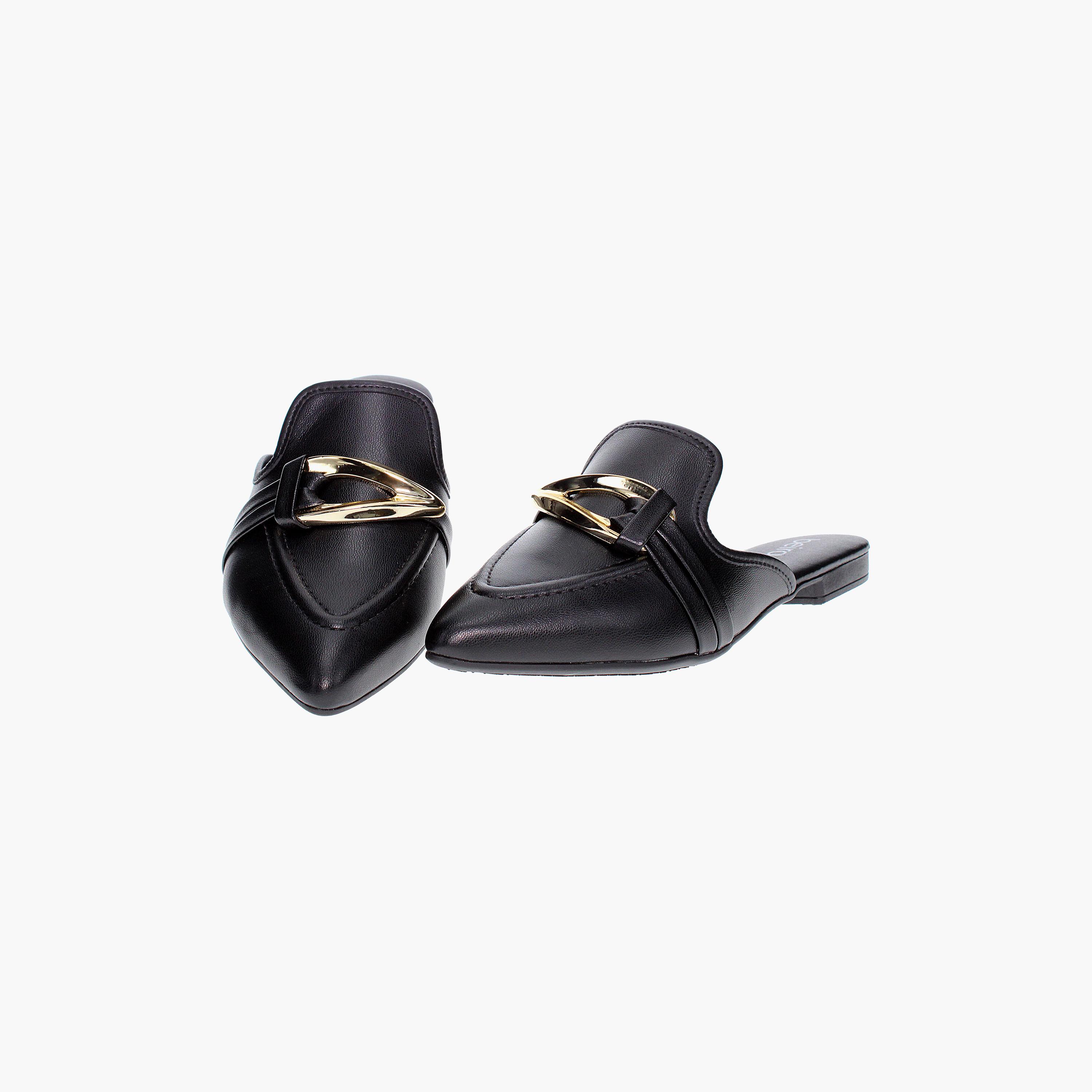 حذاء ميولز نسائي من بيرا ريو مع مزين بإبزيم ذهبي | 4134-1003-9569-women-shoes-loafersandmoccasins-image-4