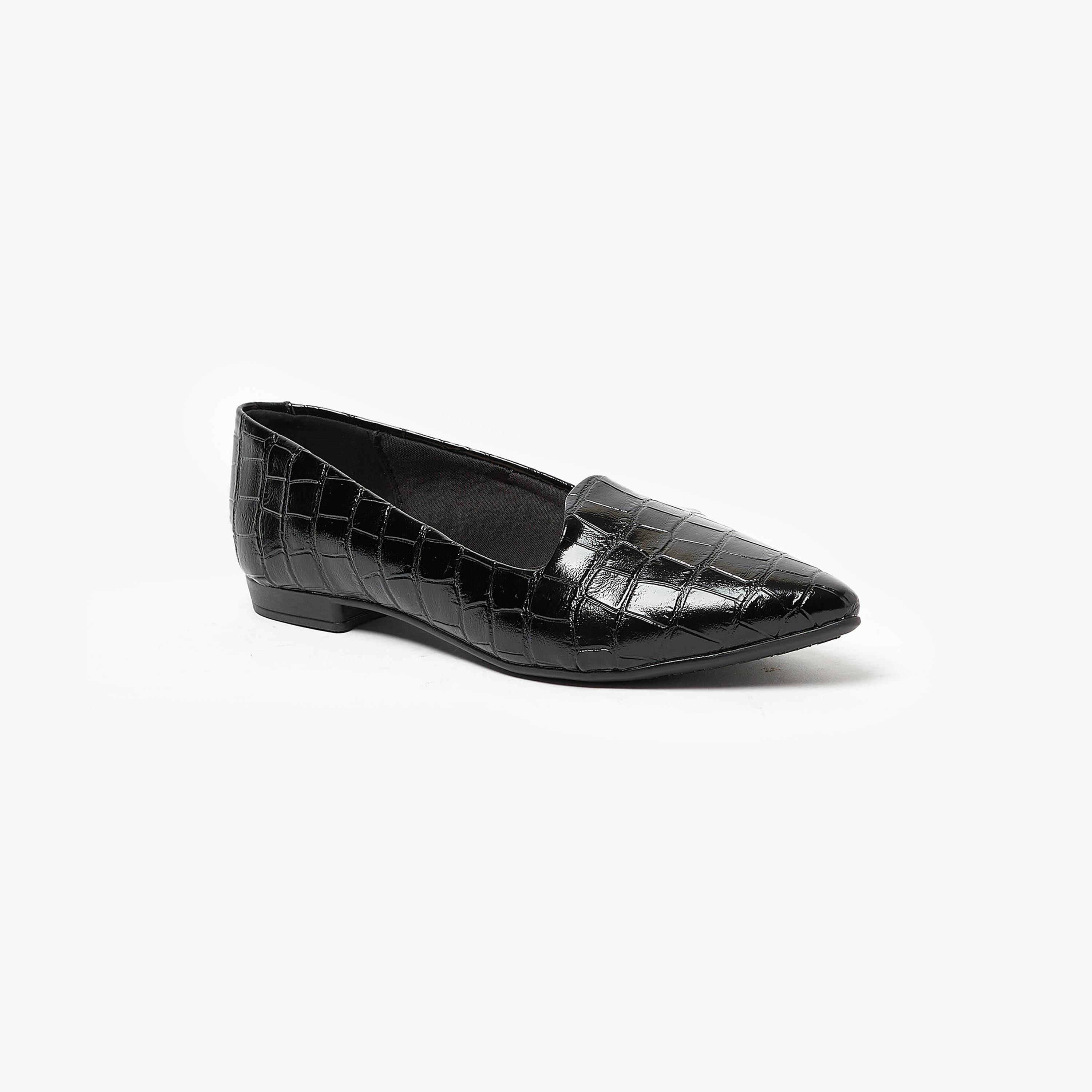 Beira Rio by Geoomnii  Women's Croc Textured Pointed Toe Ballerinas | 4136-225-25666      -women-shoes-ballerinas-image-1