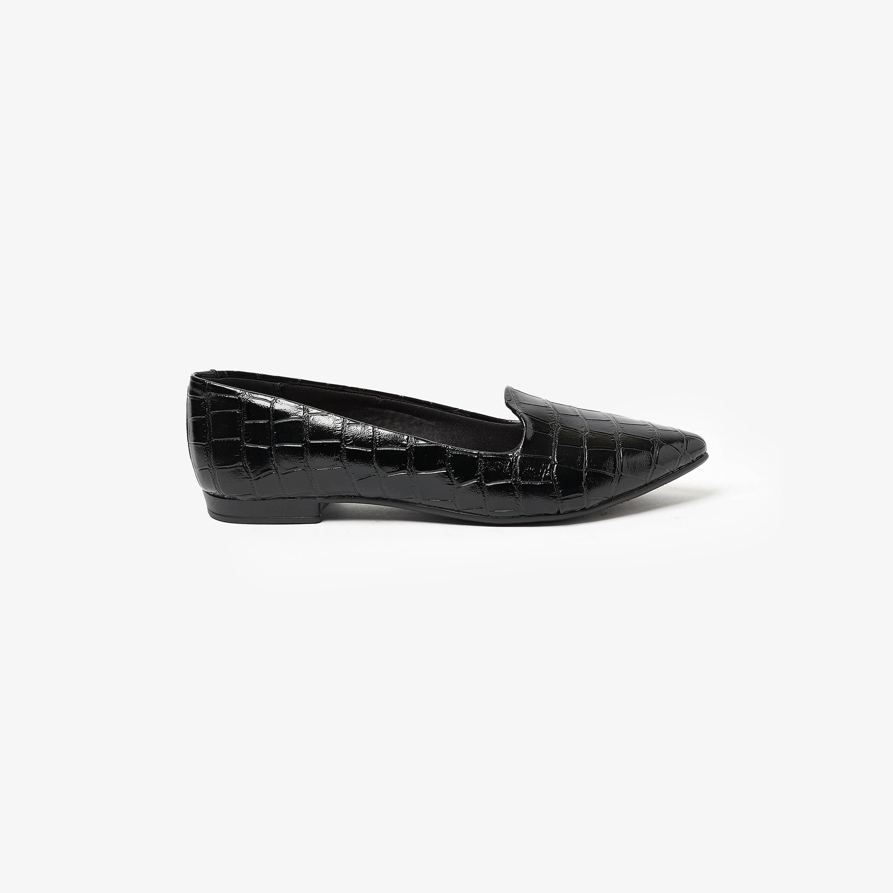 Beira Rio by Geoomnii  Women's Croc Textured Pointed Toe Ballerinas | 4136-225-25666      -women-shoes-ballerinas-image-2