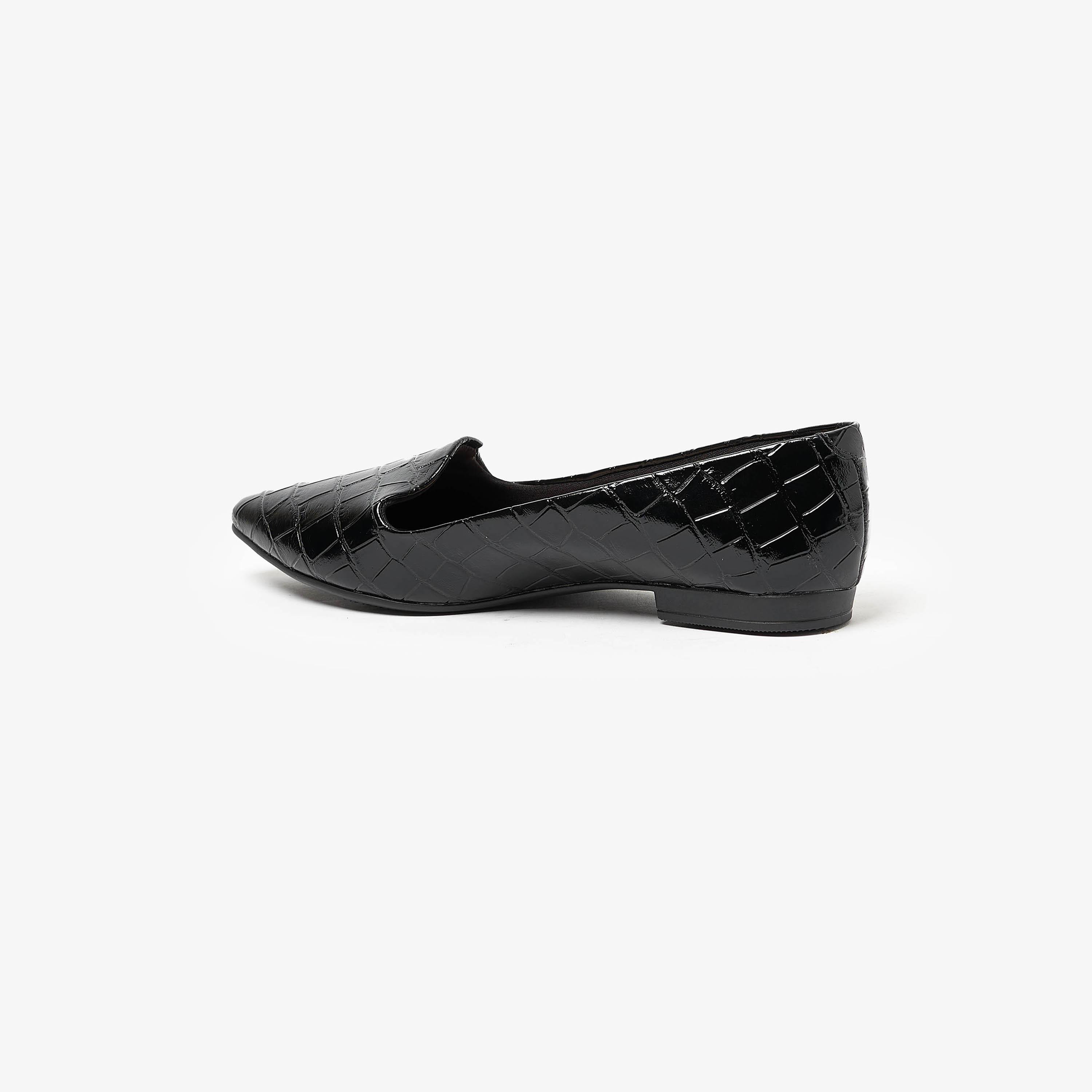 Beira Rio by Geoomnii  Women's Croc Textured Pointed Toe Ballerinas | 4136-225-25666      -women-shoes-ballerinas-image-3