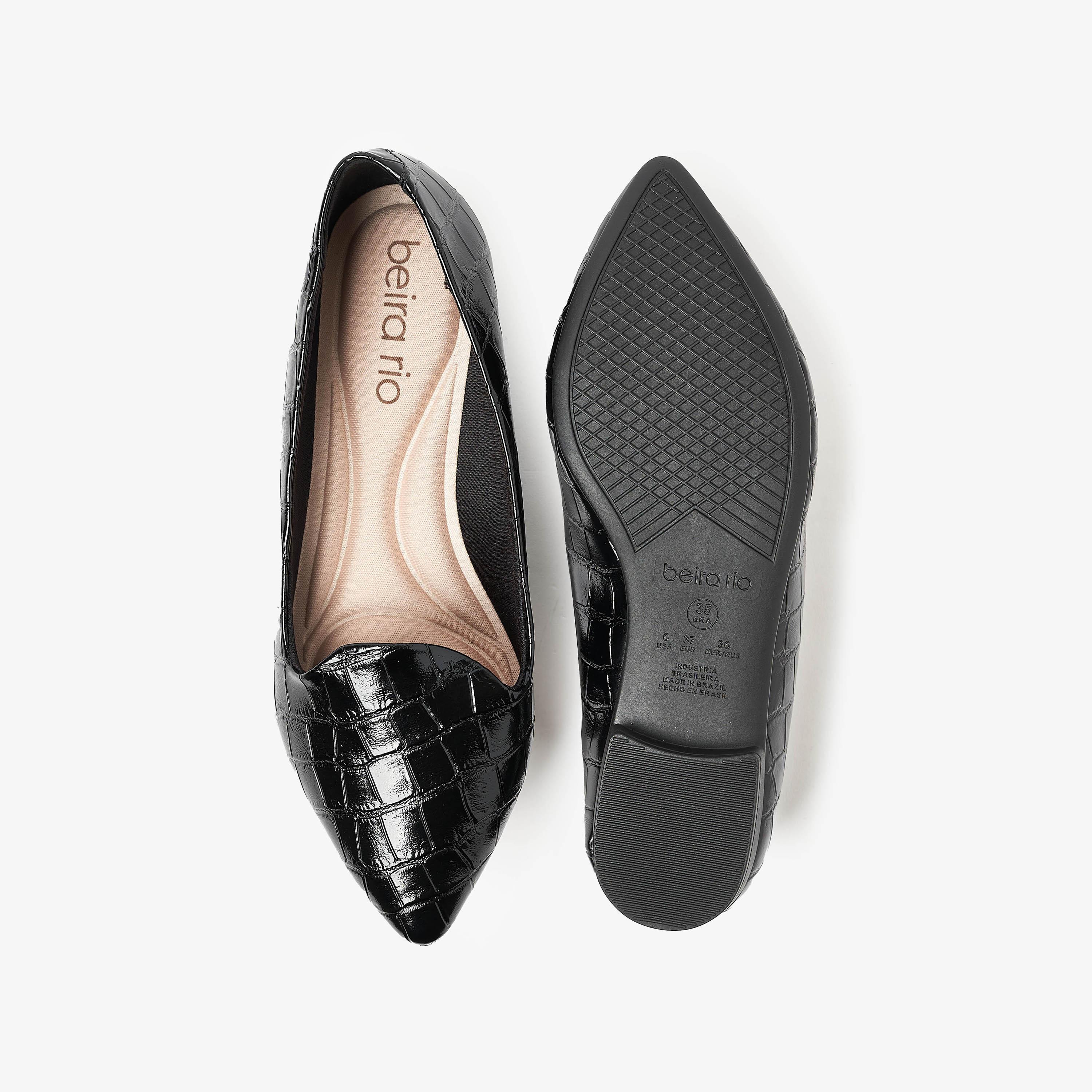 Beira Rio by Geoomnii  Women's Croc Textured Pointed Toe Ballerinas | 4136-225-25666      -women-shoes-ballerinas-image-4