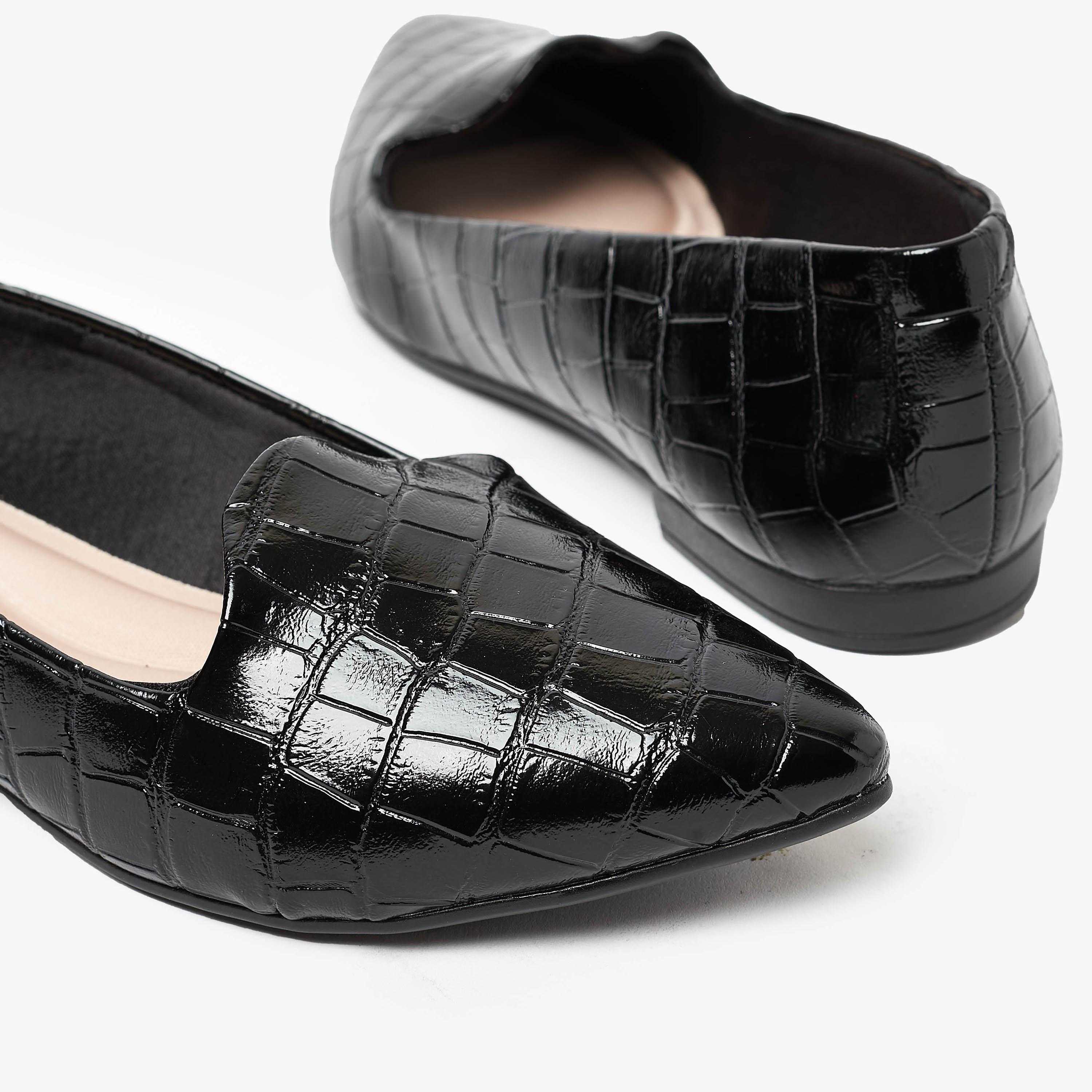 Beira Rio by Geoomnii  Women's Croc Textured Pointed Toe Ballerinas | 4136-225-25666      -women-shoes-ballerinas-image-5