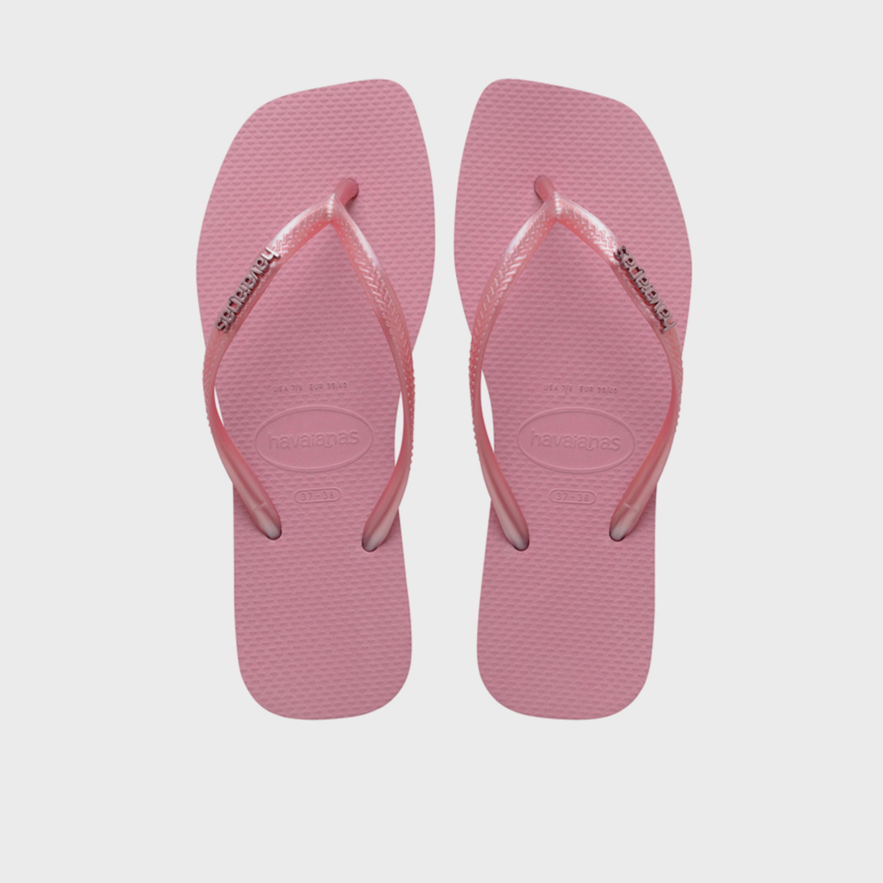 Havaianas Women's Slip-On Flat Slim Square Logo Metallic Thong Slippers | 4148257-1105-women-shoes-flipflopsandslides-image-1