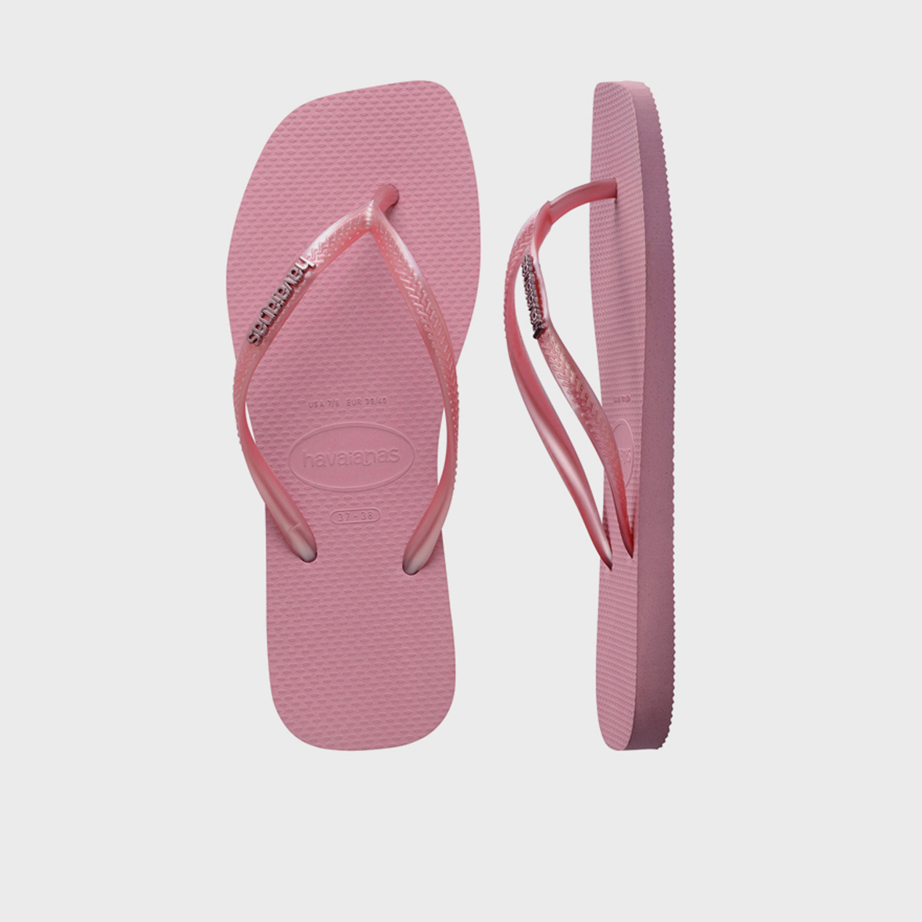 Havaianas Women's Slip-On Flat Slim Square Logo Metallic Thong Slippers | 4148257-1105-women-shoes-flipflopsandslides-image-5