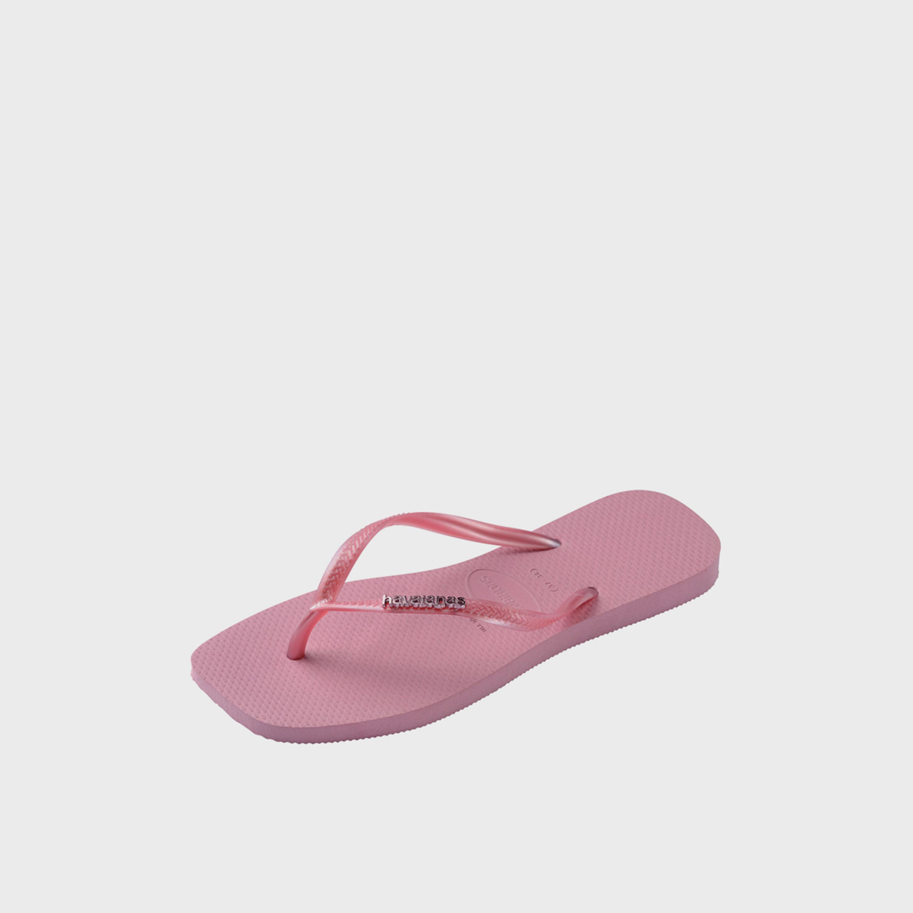 Havaianas Women's Slip-On Flat Slim Square Logo Metallic Thong Slippers | 4148257-1105-women-shoes-flipflopsandslides-image-6