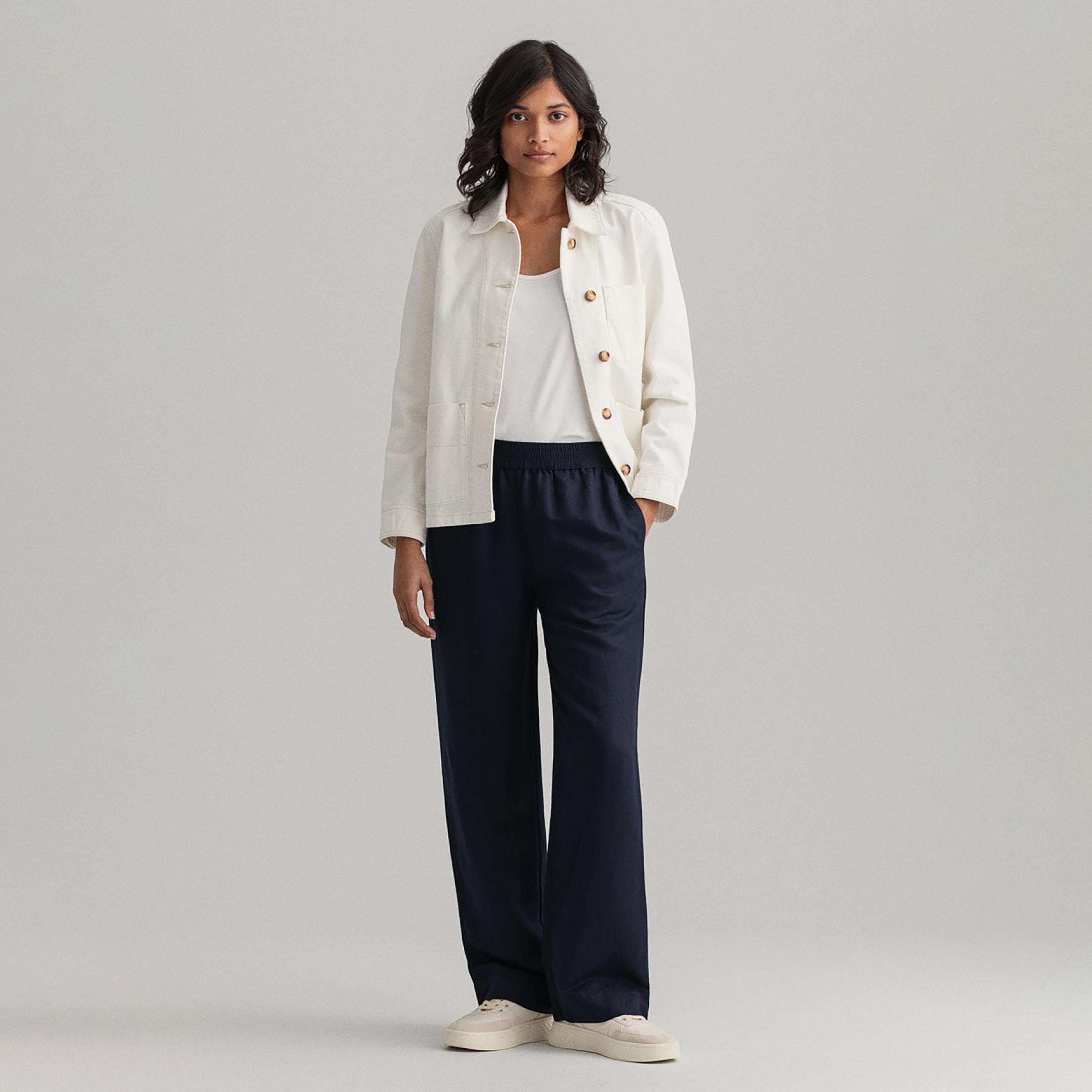 Gant Plain Mid-Rise Elasticated Pants-women-clothing-bottoms-trousers-image-2