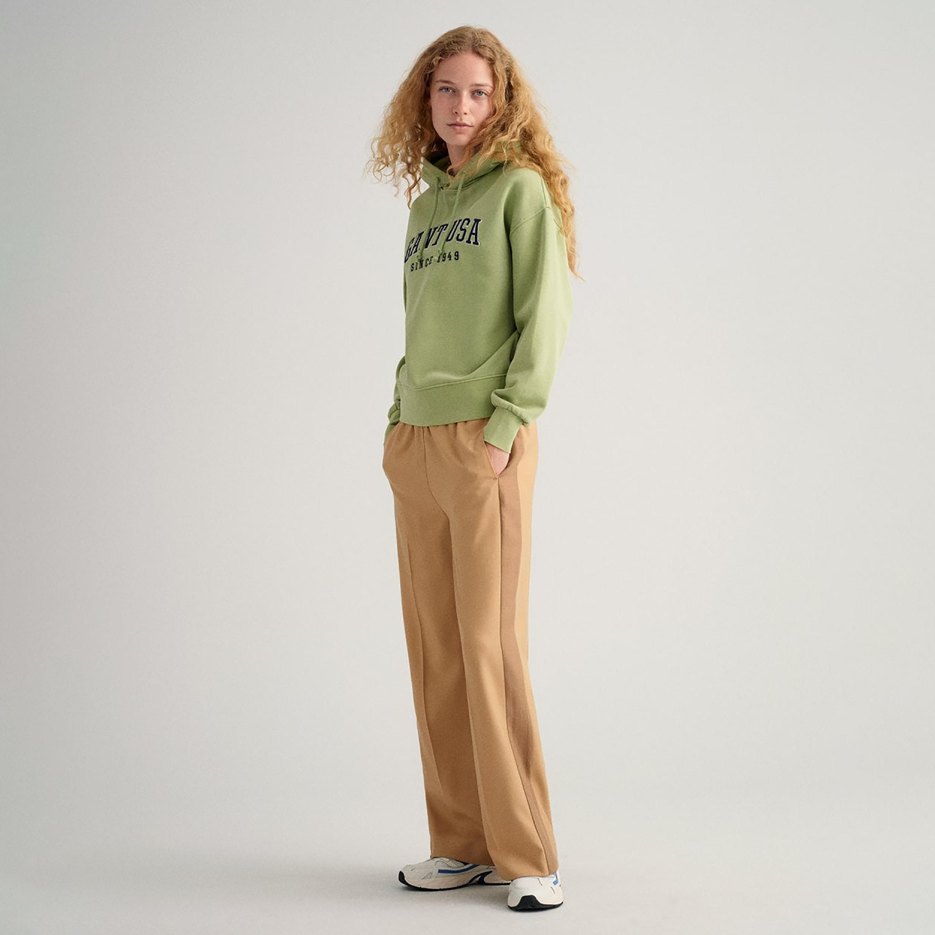 Gant Plain Mid-Rise Elastic Waistband Straight Women Trackpants-women-clothing-bottoms-trousers-image-2