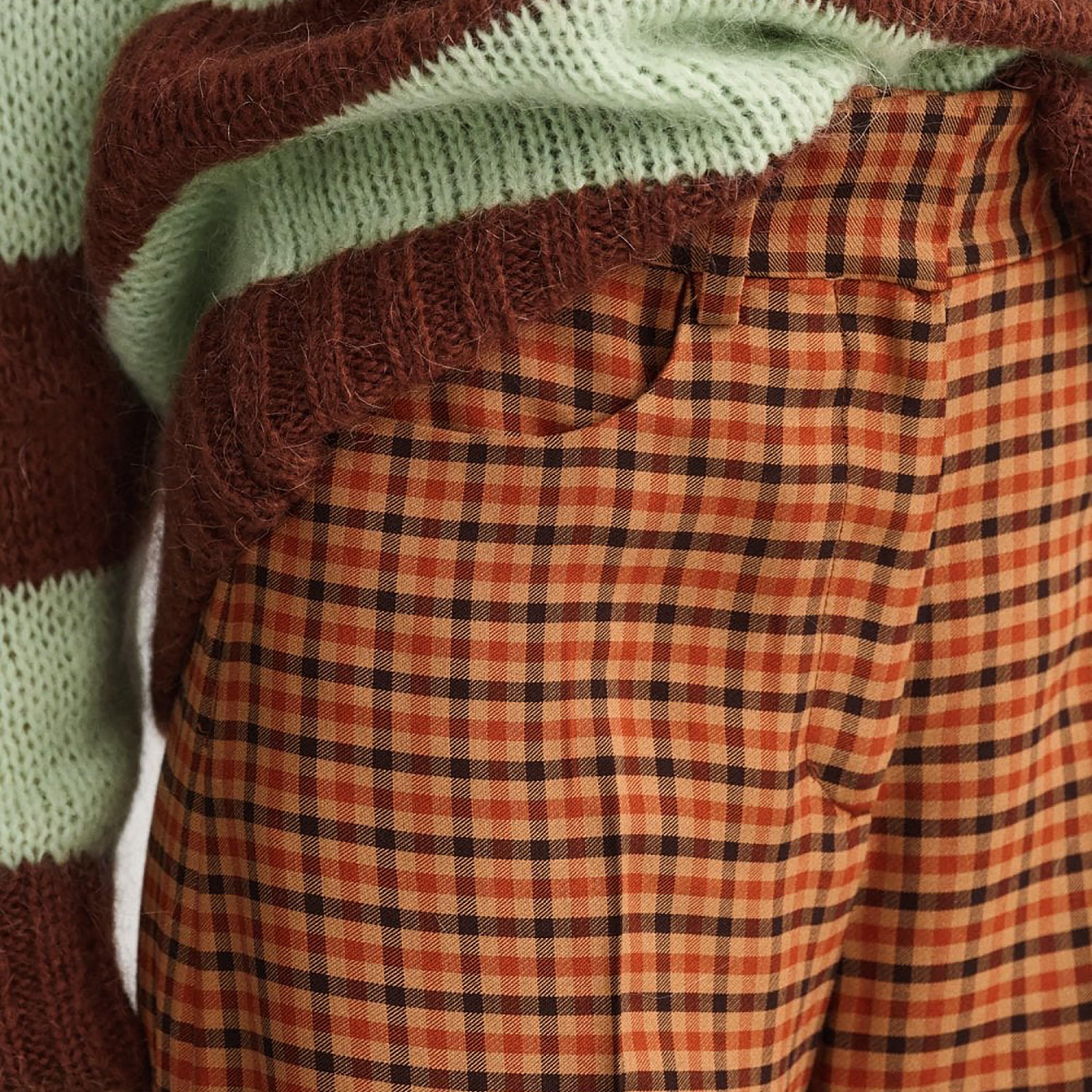 Gant Checked High-Rise Hook and Eye Wide Pants-women-clothing-bottoms-trousers-image-3