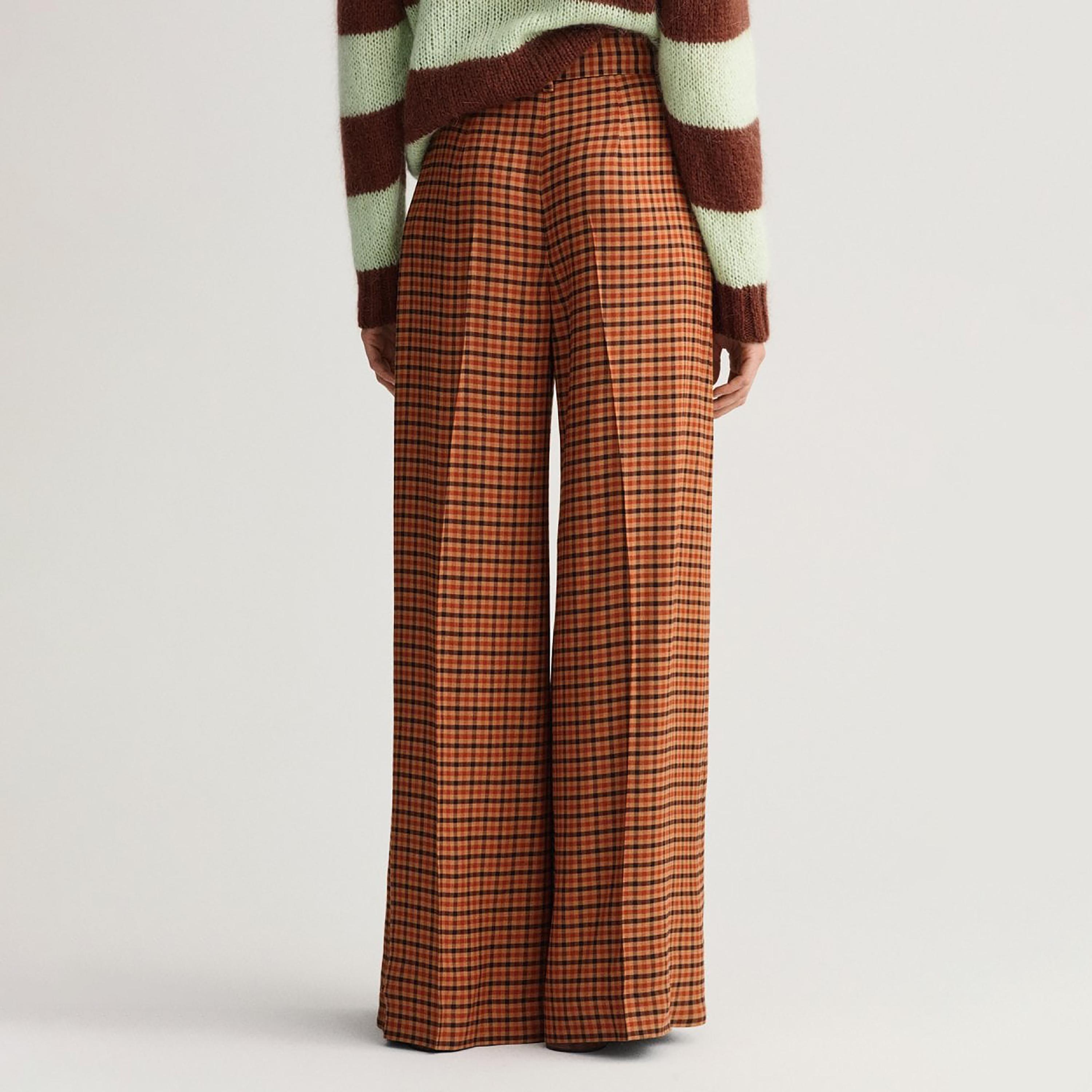 بنطلون واسع بخصر مرتفع ومربعات من جانت-women-clothing-bottoms-trousers-image-4