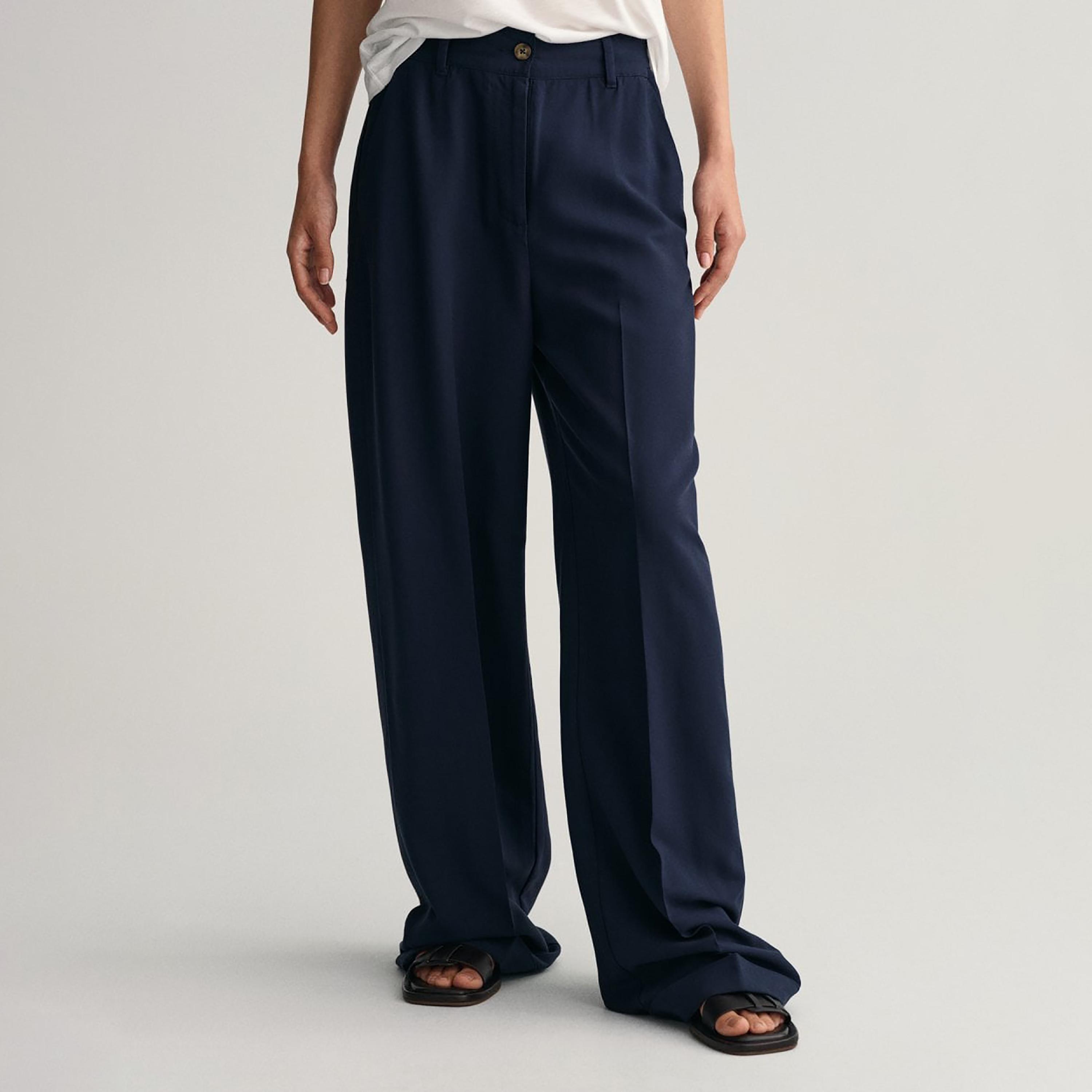 Gant Plain Mid-Rise Buttoned Pants-women-clothing-bottoms-trousers-image-1