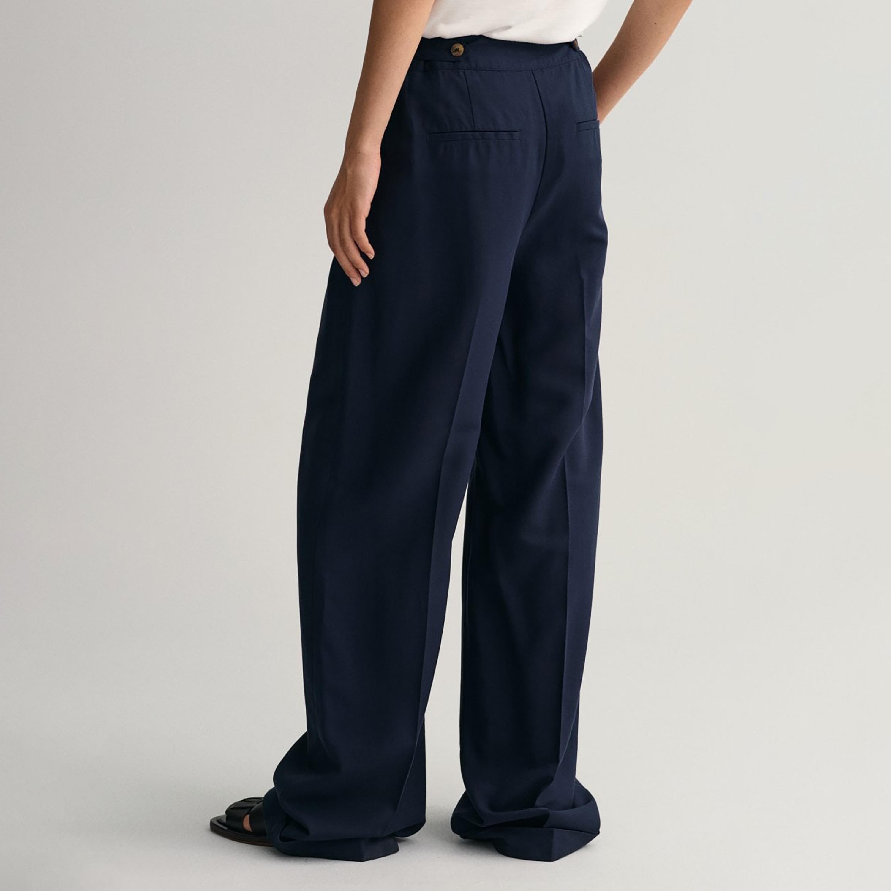 Gant Plain Mid-Rise Buttoned Pants-women-clothing-bottoms-trousers-image-3