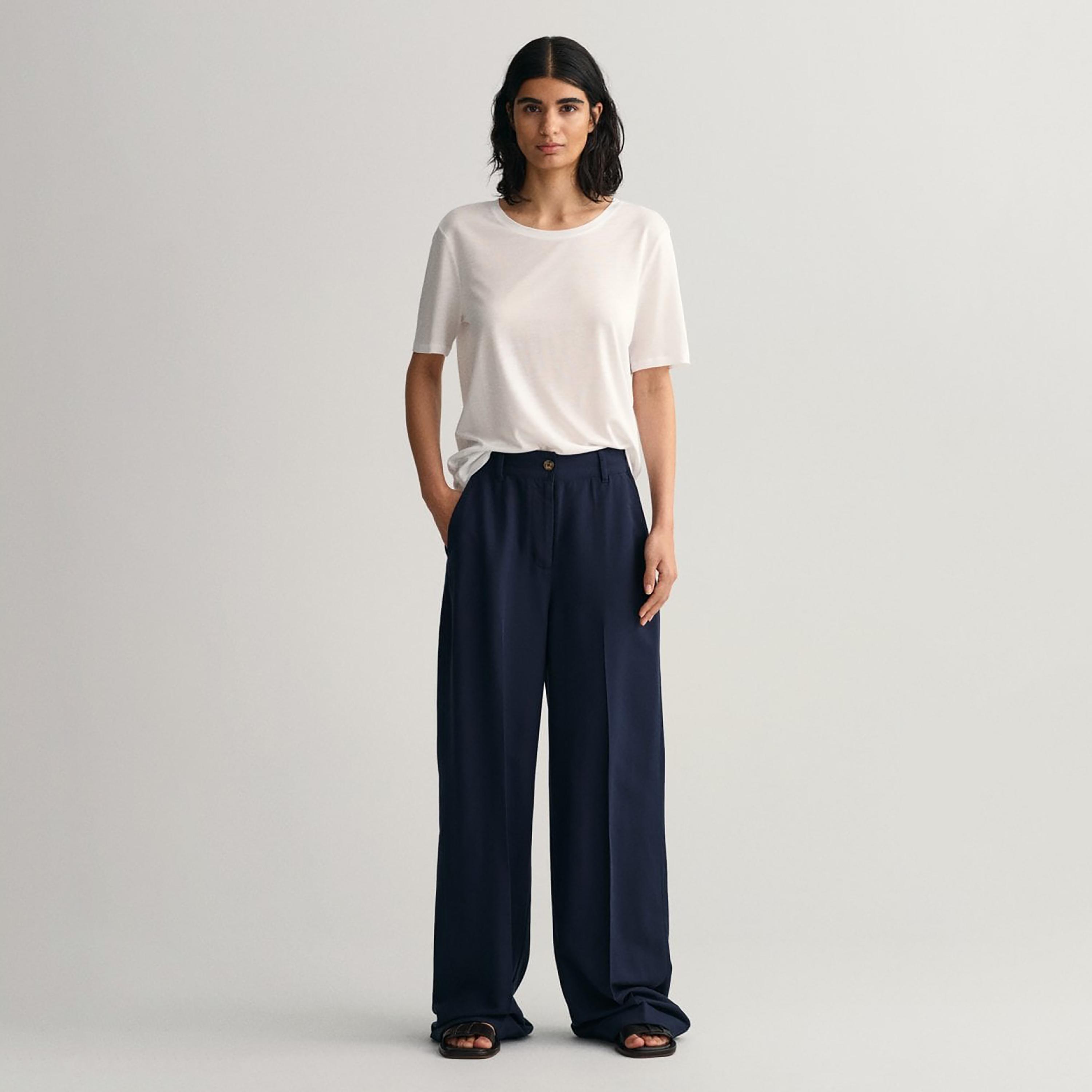 Gant Plain Mid-Rise Buttoned Pants-women-clothing-bottoms-trousers-image-4