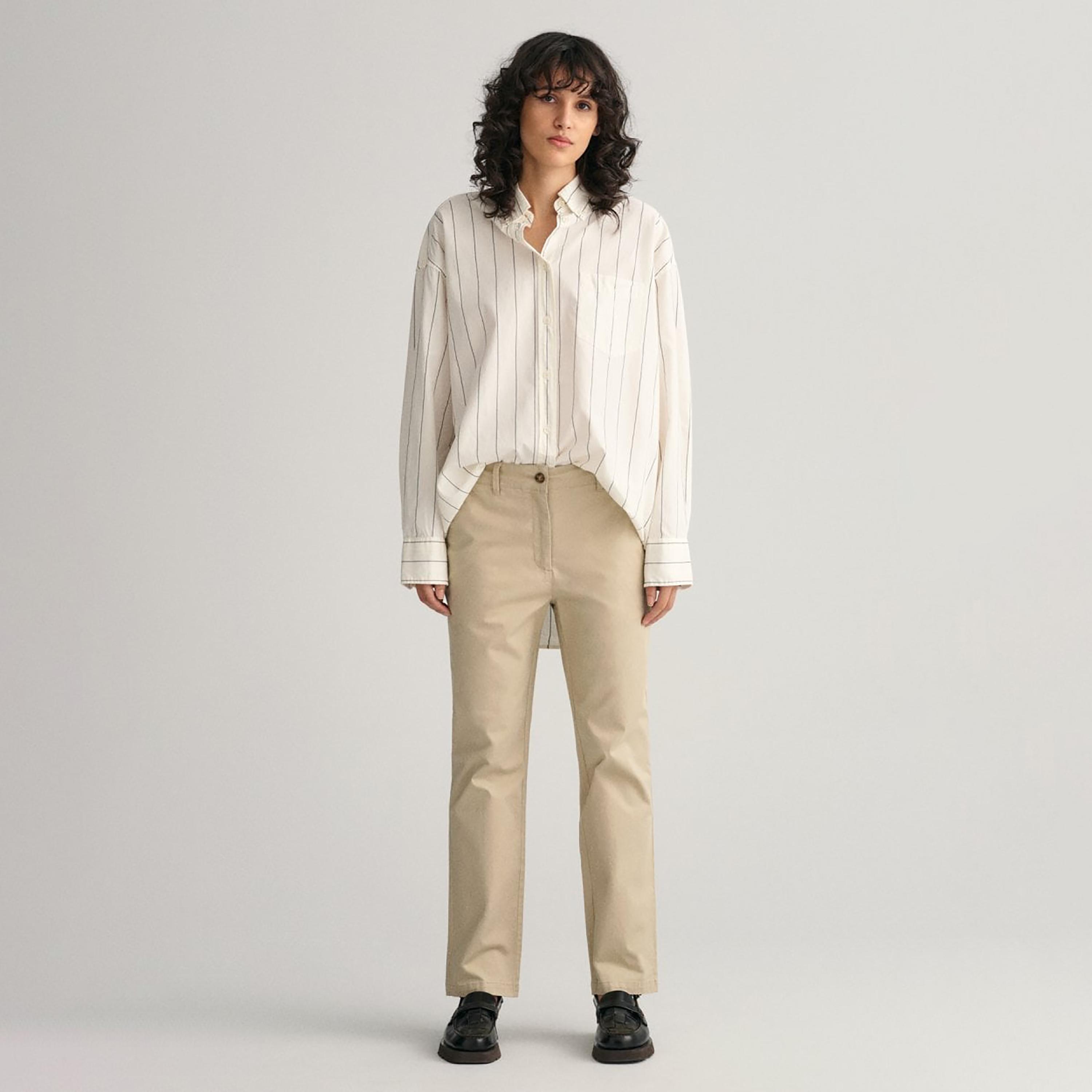 Gant Plain Mid-Rise Buttoned Chinos-women-clothing-bottoms-trousers-image-2