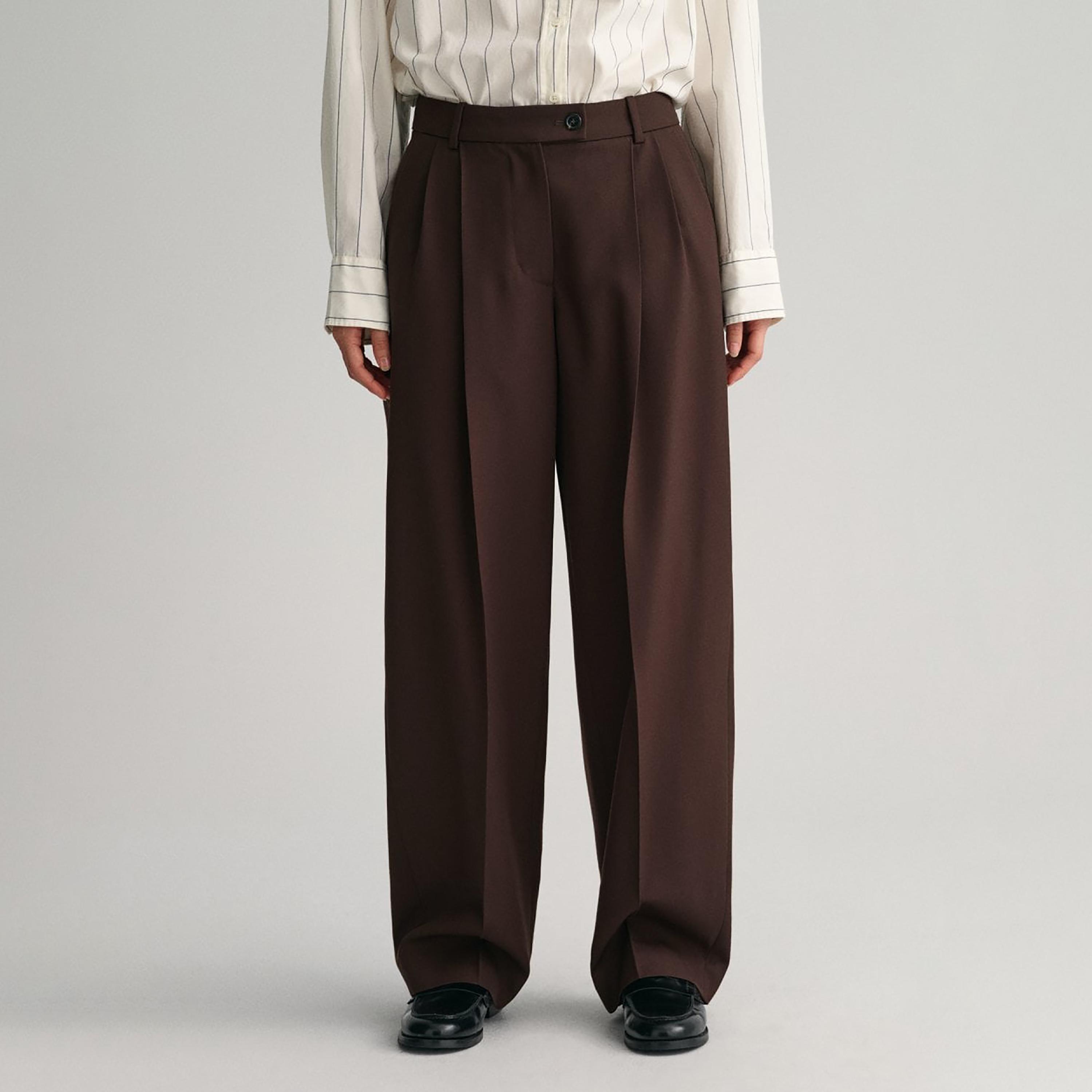 بنطال مدبب متوسط الارتفاع بطيات من جانت-women-clothing-bottoms-trousers-image-1