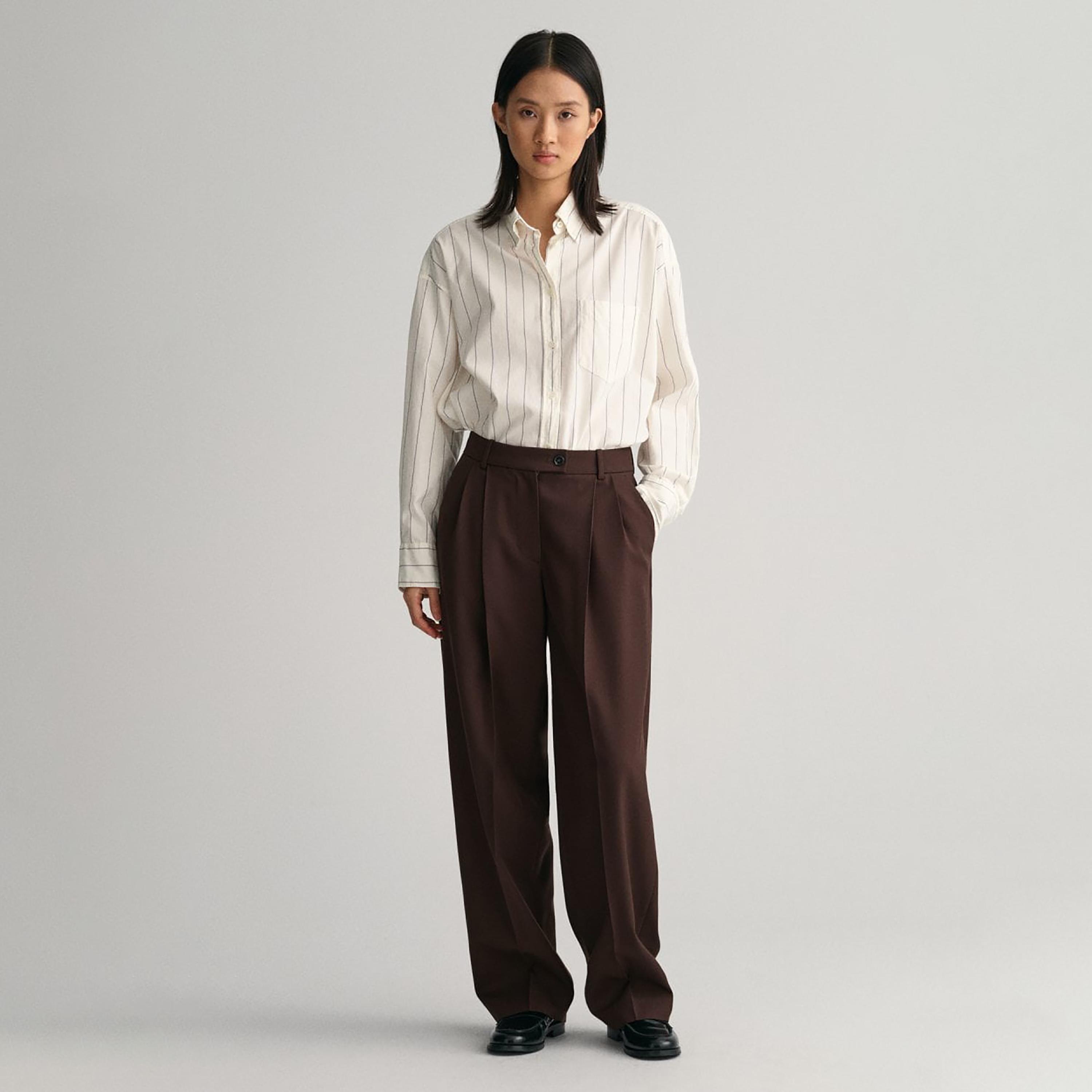 بنطال مدبب متوسط الارتفاع بطيات من جانت-women-clothing-bottoms-trousers-image-2