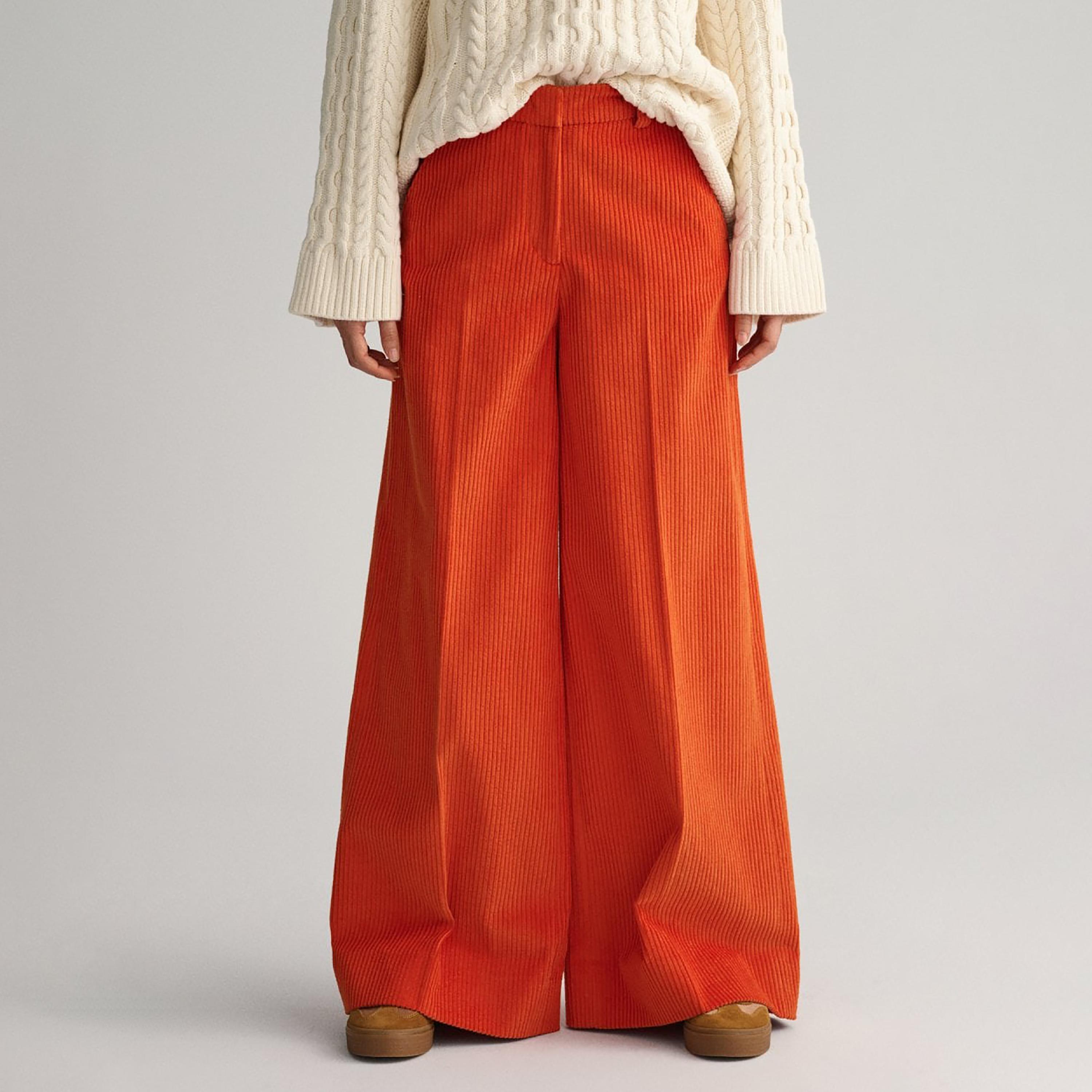Gant Ribbed High-Rise Wide Leg Corduroy Pants-women-clothing-bottoms-trousers-image-1
