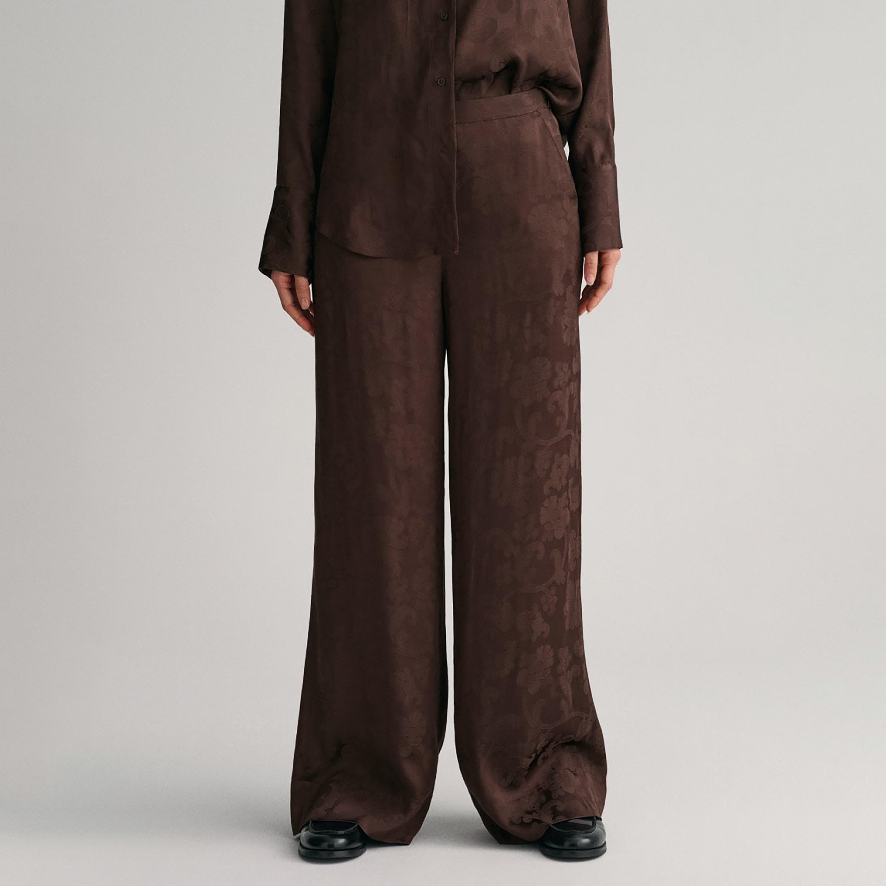 Gant Patterned High-Rise Wide Leg Pants-women-clothing-bottoms-trousers-image-1