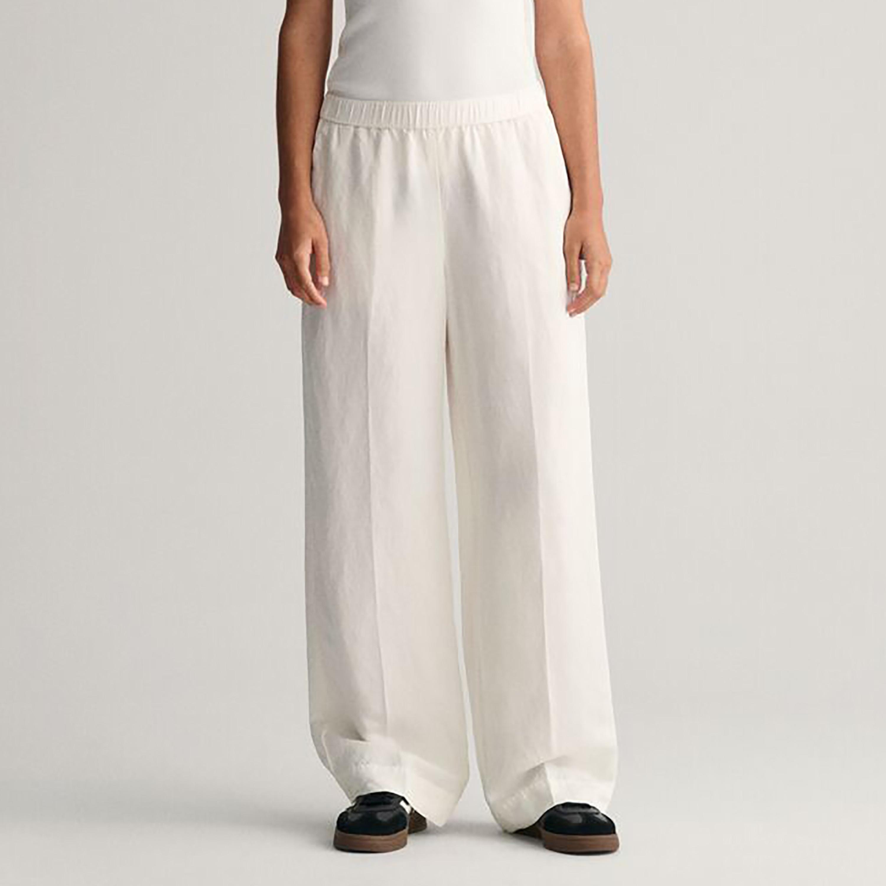 Gant Plain Mid-Rise Elasticated Waistband Pants-women-clothing-bottoms-trousers-image-1