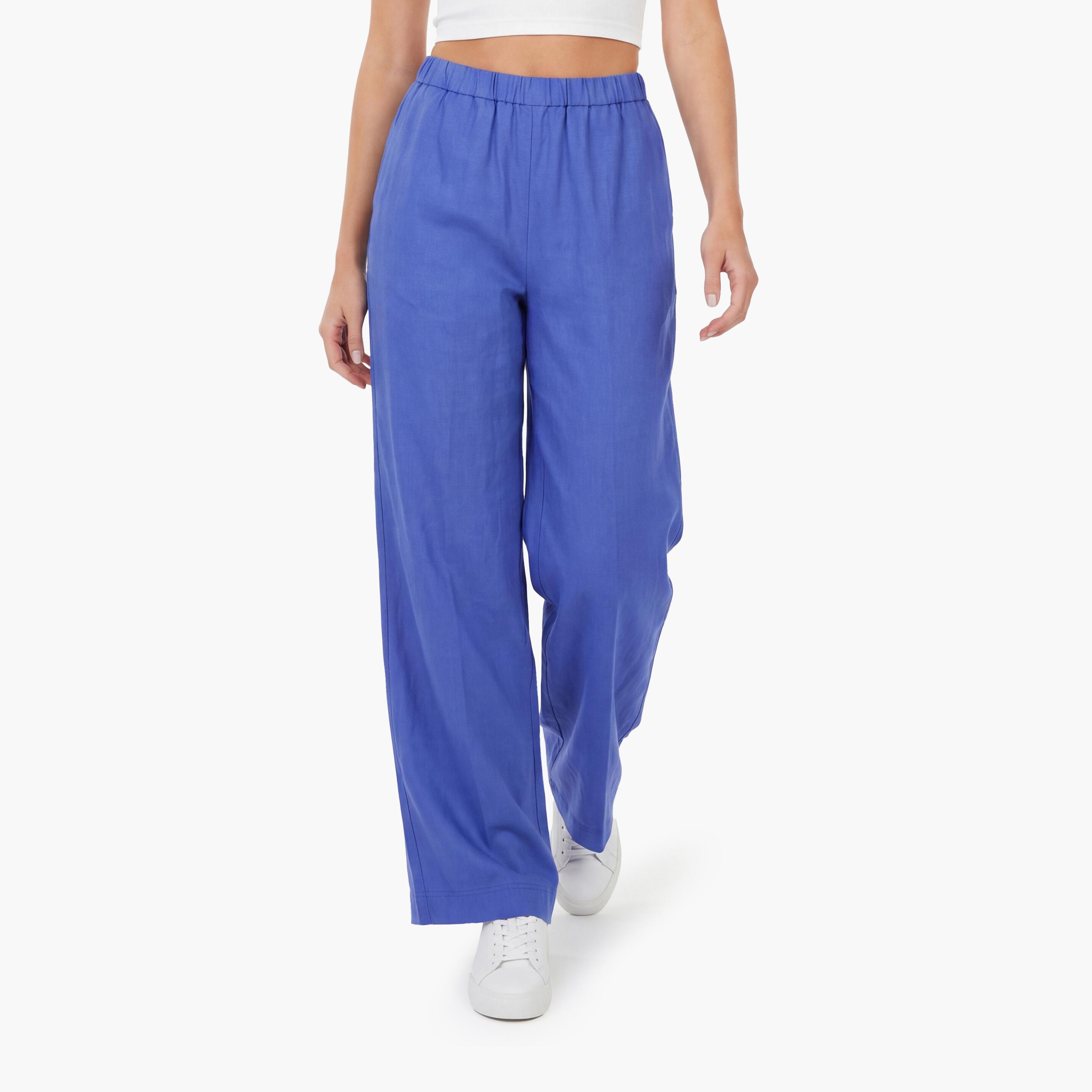 بنطال نسائي بقصة مريحة وسادة بخصر متوسط الارتفاع ومطاطي من غانت-women-clothing-bottoms-trousers-image-1