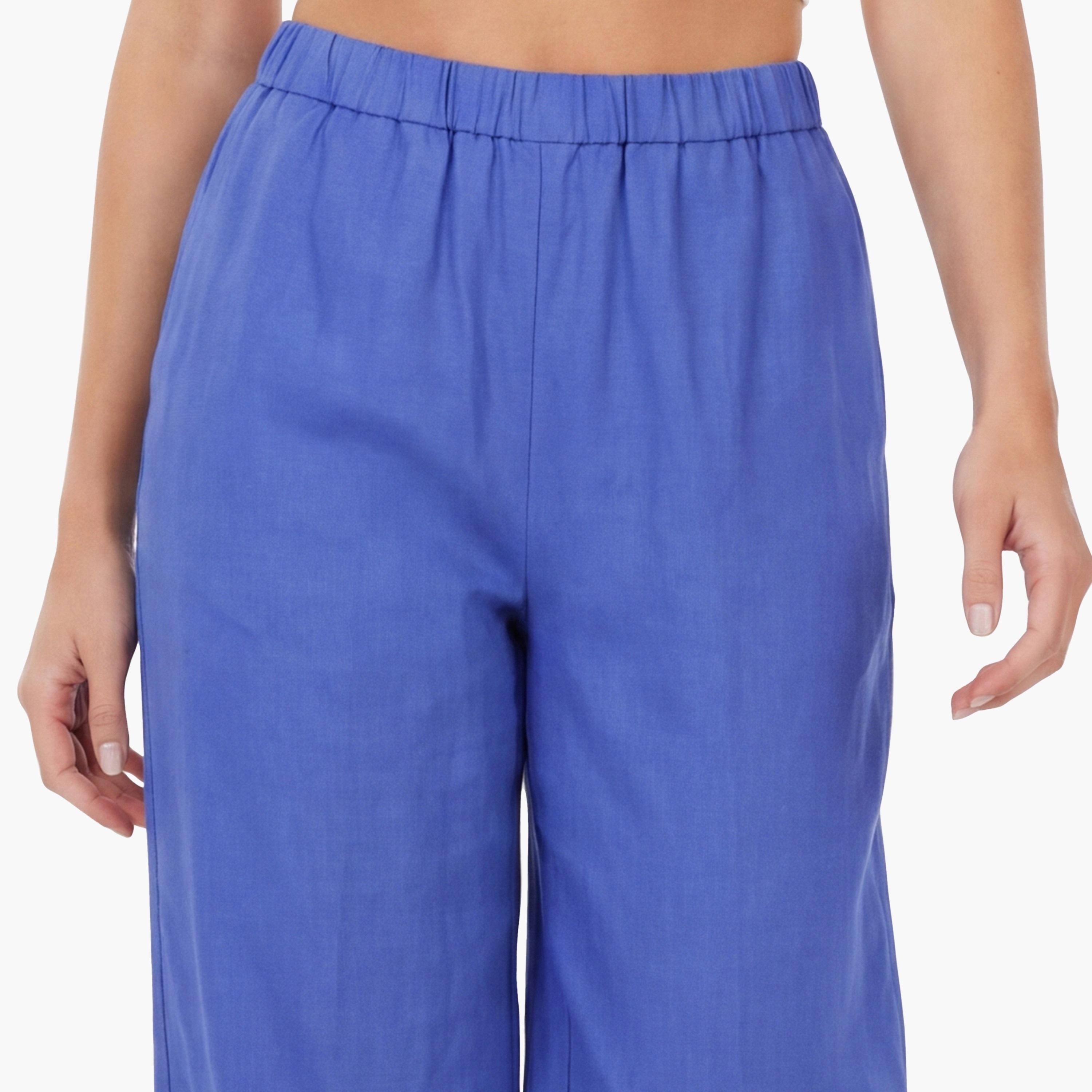 بنطال نسائي بقصة مريحة وسادة بخصر متوسط الارتفاع ومطاطي من غانت-women-clothing-bottoms-trousers-image-3