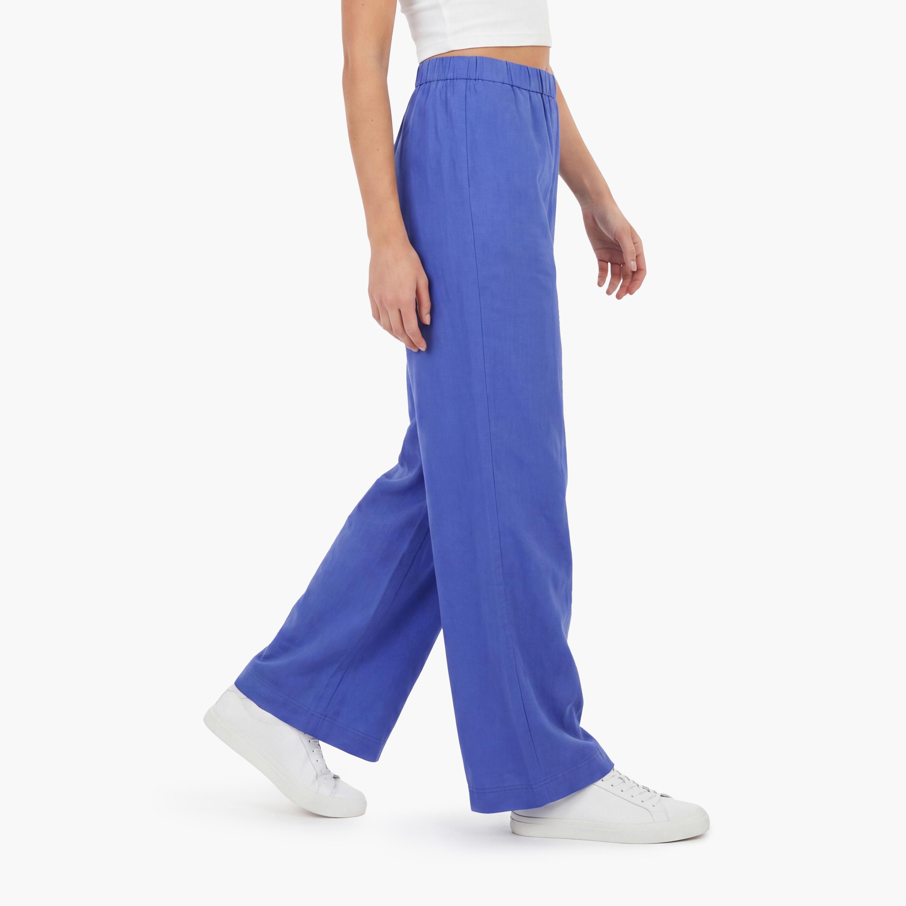 بنطال نسائي بقصة مريحة وسادة بخصر متوسط الارتفاع ومطاطي من غانت-women-clothing-bottoms-trousers-image-5