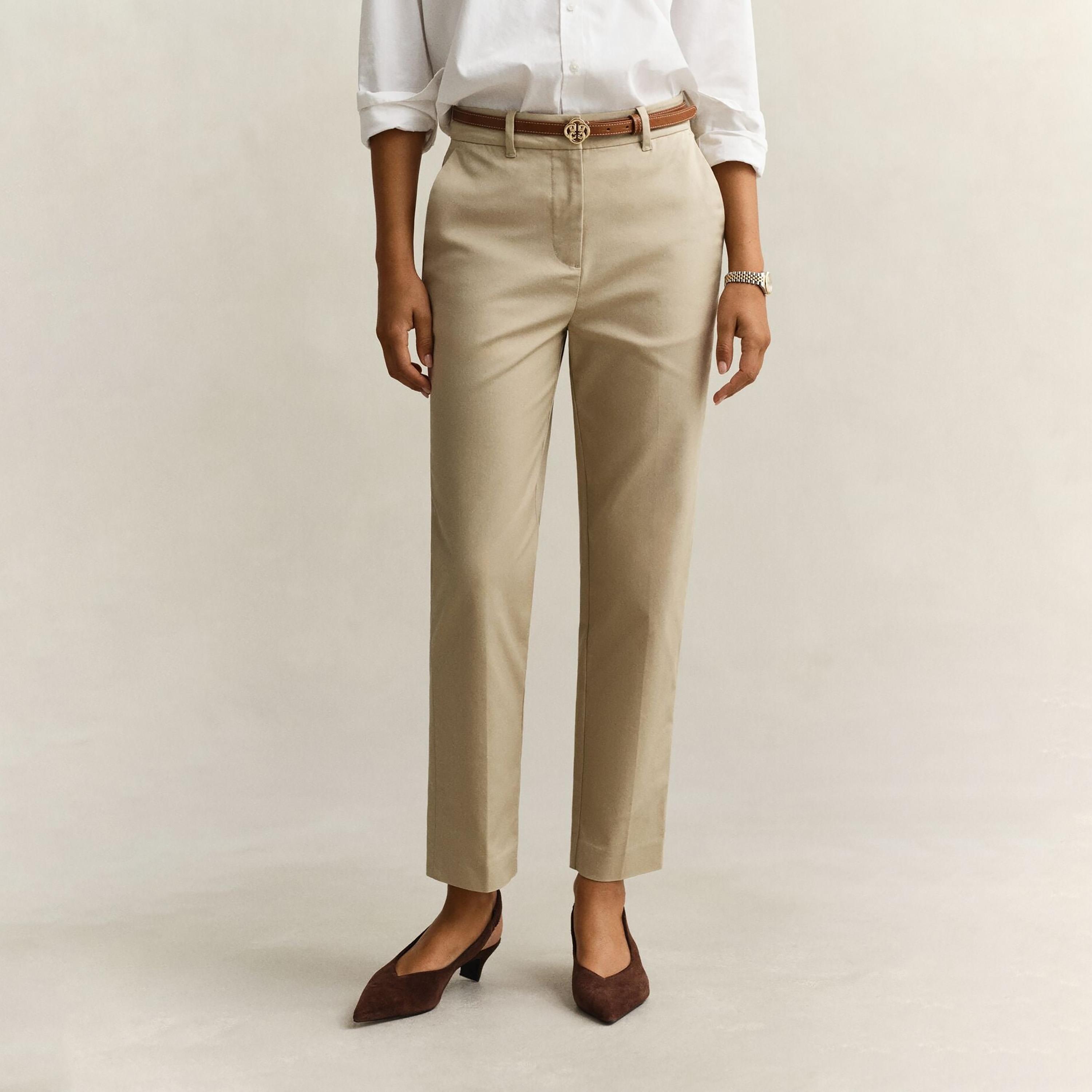 Gant Slim Fit Plain Mid-Rise Women's Chinos-women-clothing-bottoms-trousers-image-1