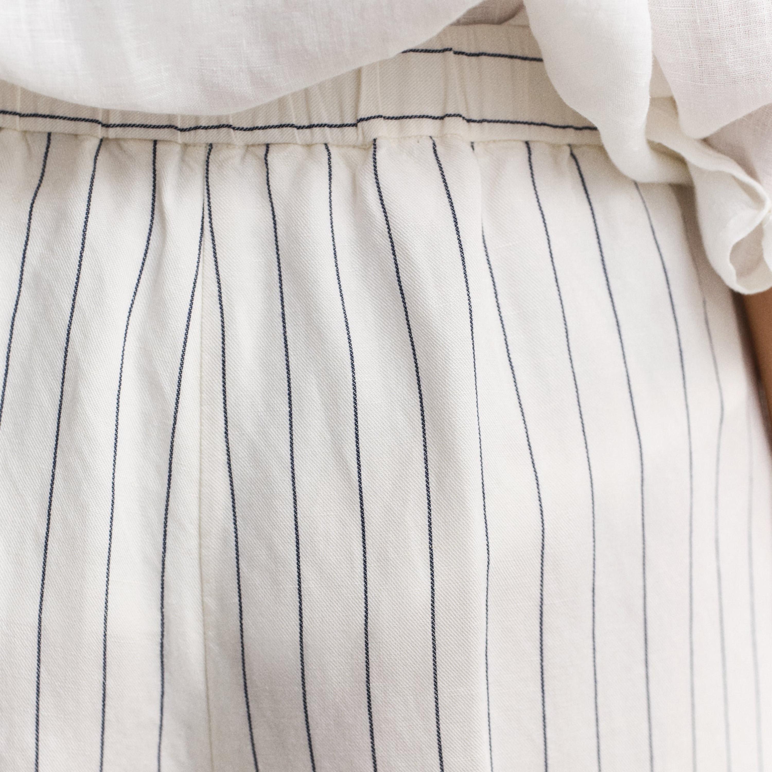 Gant Striped High-Rise Side Slant Pockets, Elasticated Waist Women's Linen Trousers-women-clothing-bottoms-trousers-image-4