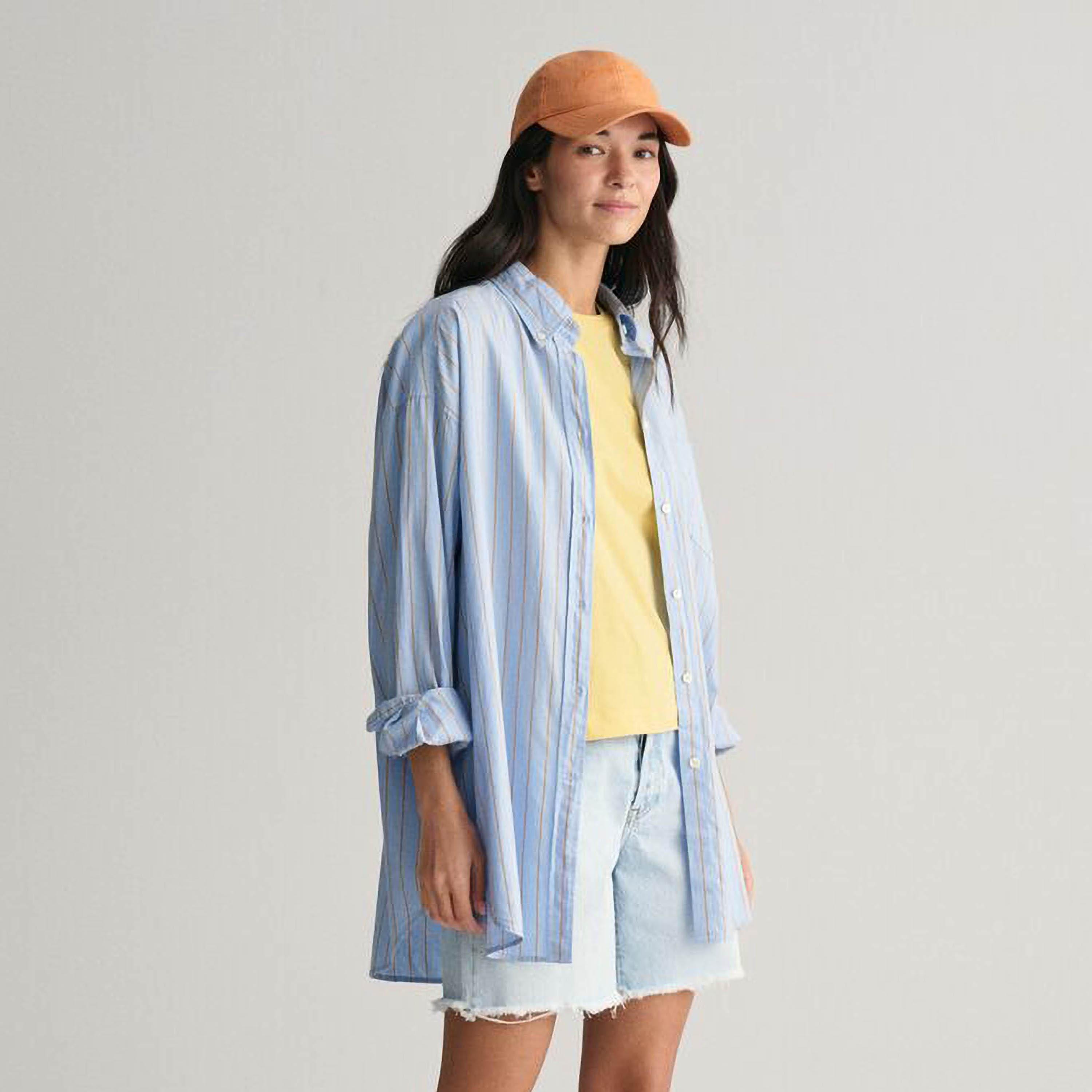 تي شيرت نسائي سادة بياقة دائرية وأكمام قصيرة من غانت-women-clothing-tshirts-image-13