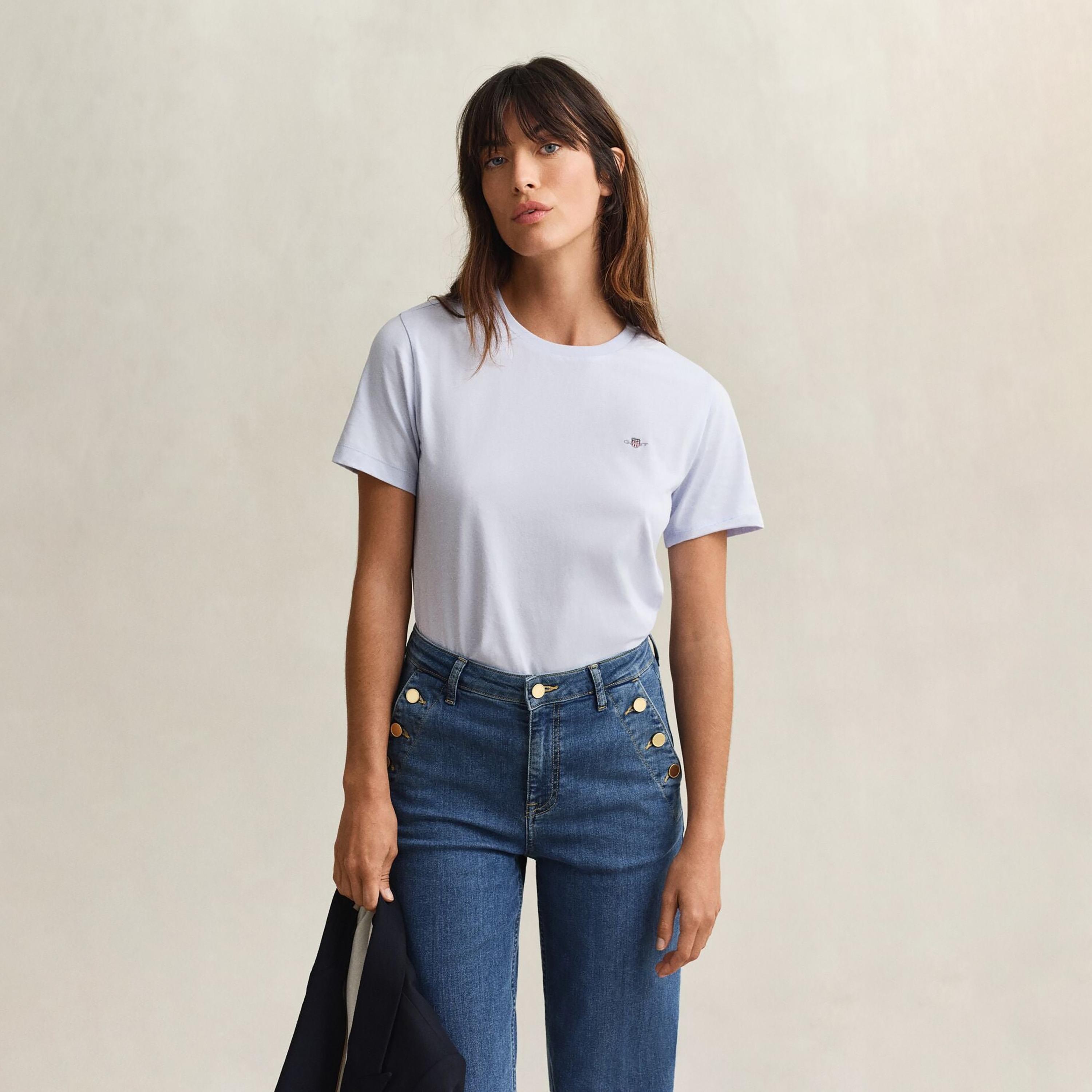 Gant Plain Crew Neck Short Sleeves Women's T-Shirt-women-clothing-tshirts-image-1
