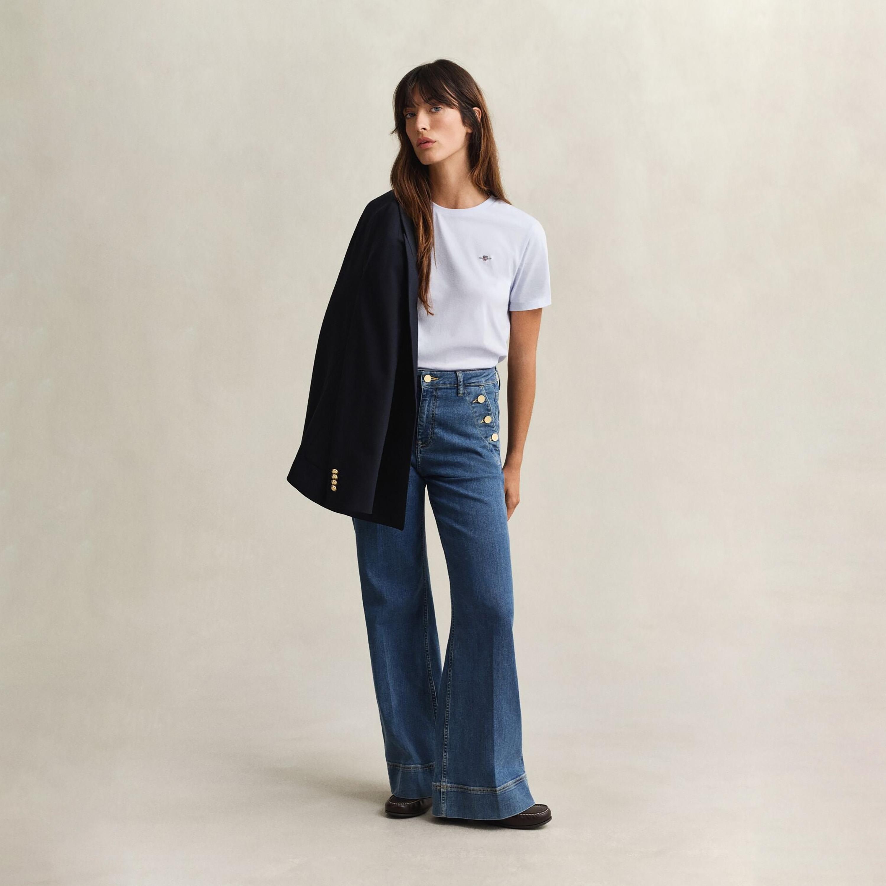 Gant Plain Crew Neck Short Sleeves Women's T-Shirt-women-clothing-tshirts-image-3