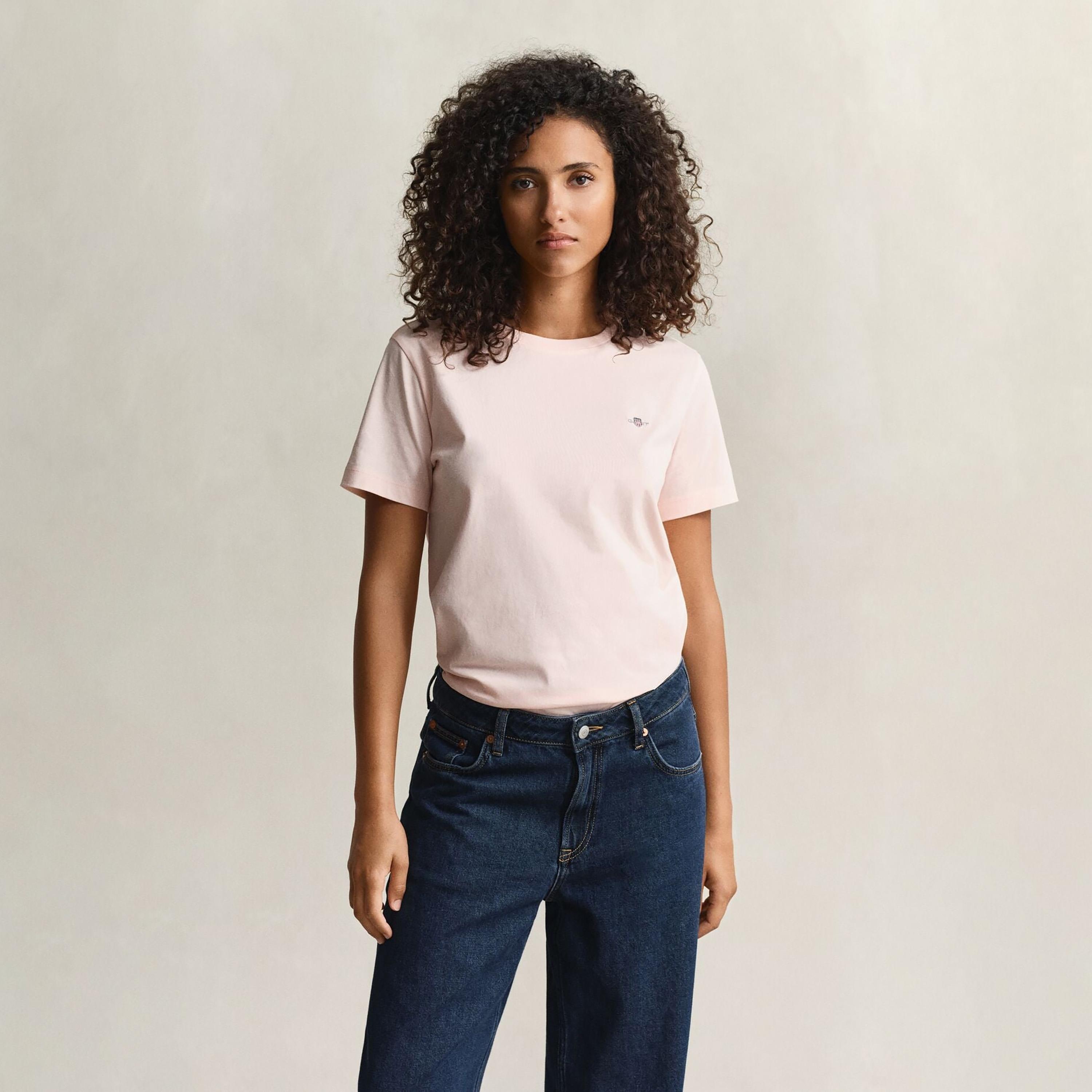تيشيرت حريمي بياقة دائرية وأكمام قصيرة، سادة من جانت-women-clothing-tshirts-image-7